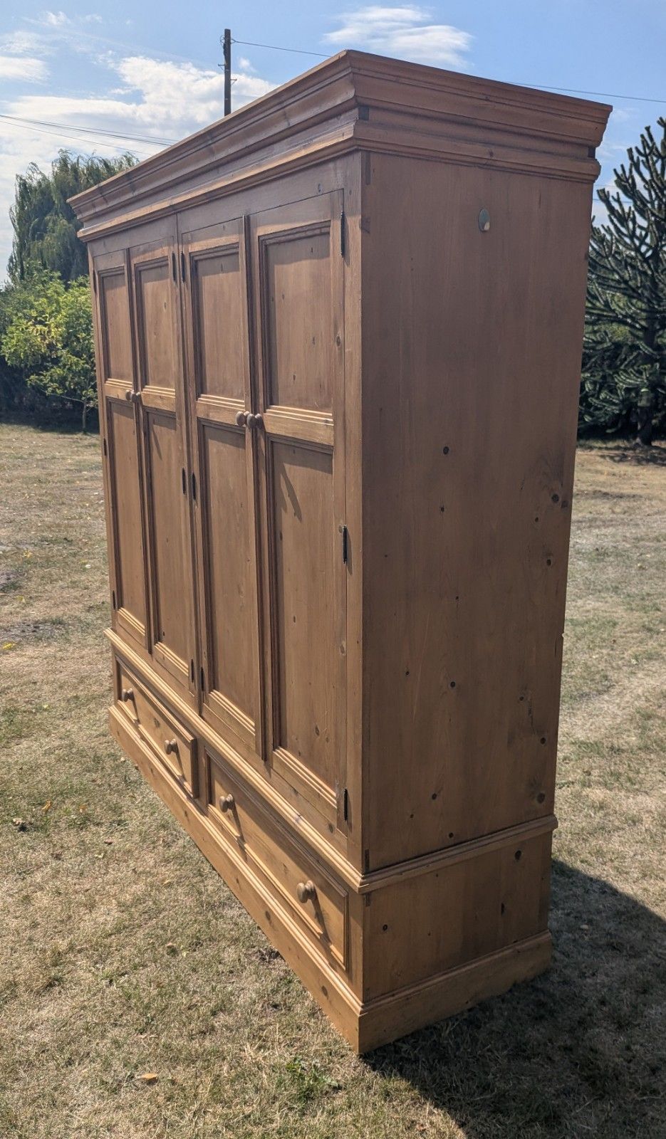 Mid Century Country Farmhouse Pine 4 Door Wardrobe Delivery Available 0372 photo 1716.0