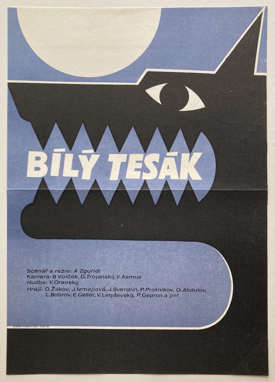 Filmaffiche, White Fang, onbekende kunstenaar, 1977, vintage Tsjechisch ontwerp