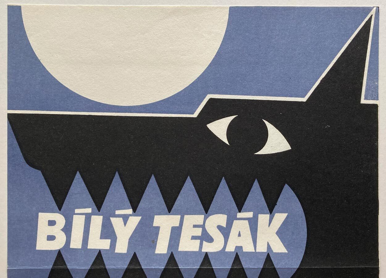 Affiche de cinéma vintage, White Fang, artiste inconnu, 1977, design tchèque d'époque photo furniture