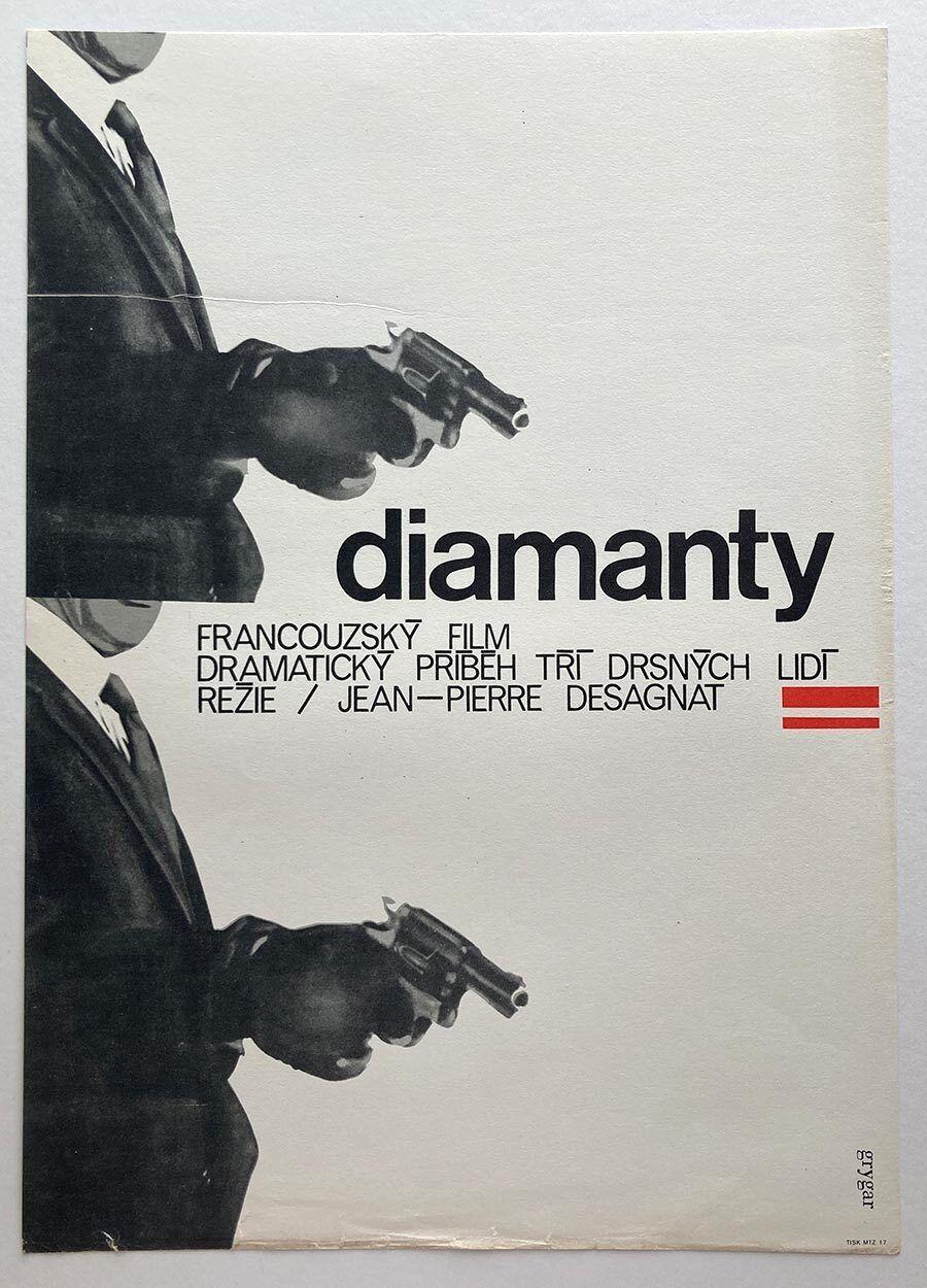 Affiche de cinéma originale, The Strangers, Milan Grygar, 1970, design tchèque vintage