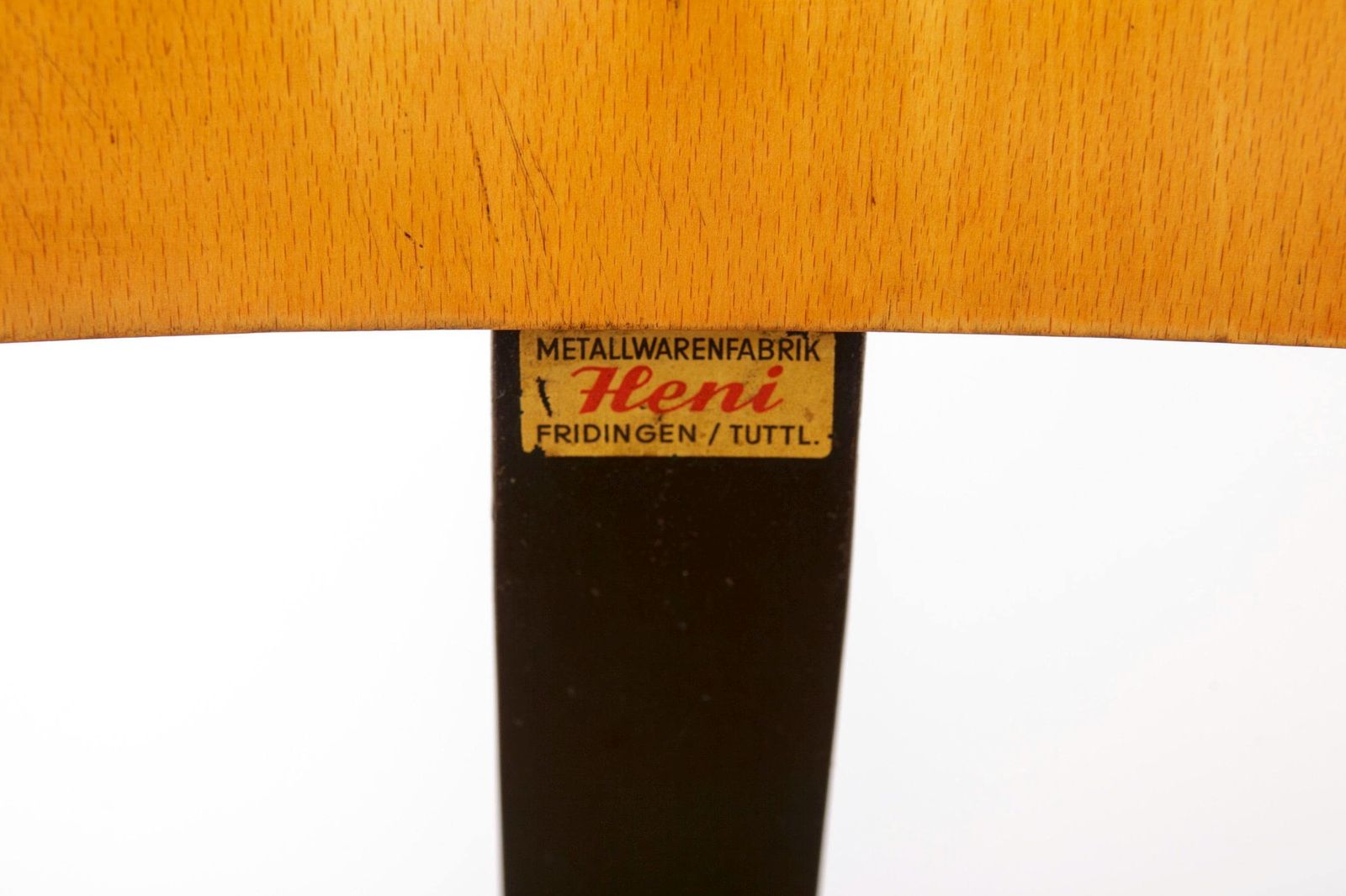 Industriële draaistoel van Heni Duitsland, jaren 1950, Bauhaus werkplaatsstoel, vintage beukenhout en metaal tekenstoel, verstelbare zitting photo Meubels