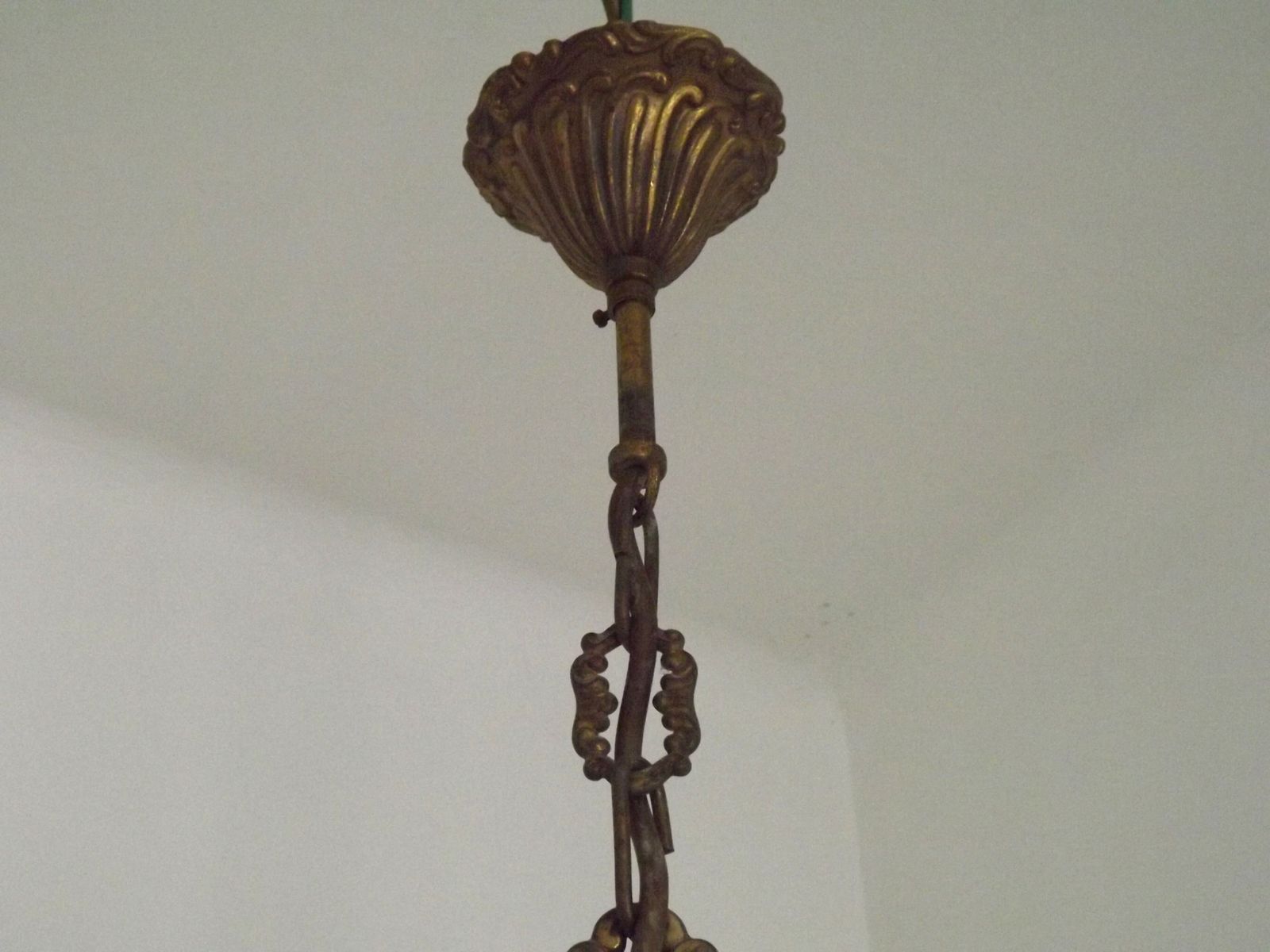 French Mid Century Traditional Style Bronze 6 Light Acanthus Chandelier photo vintage