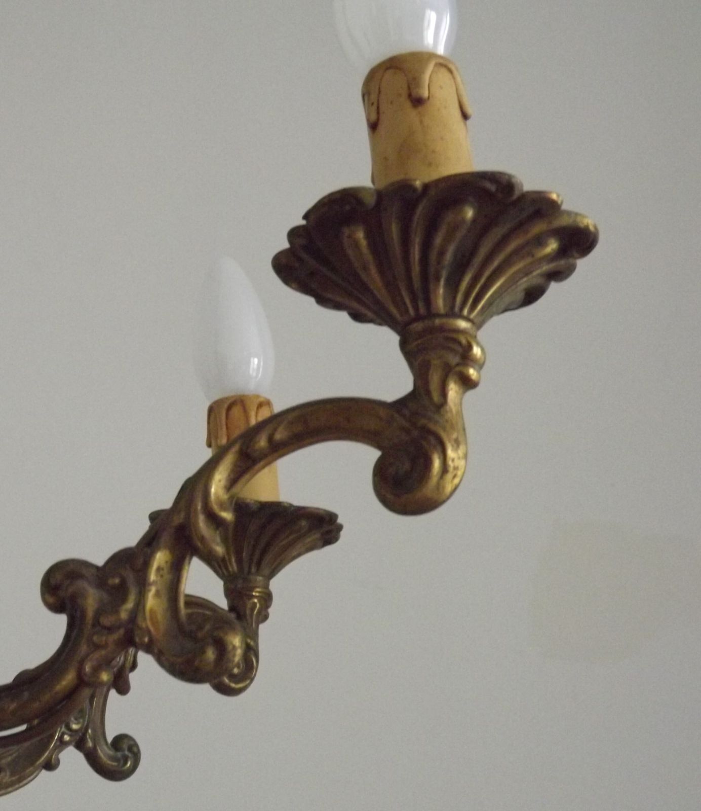 photo buy French Mid Century Traditional Style Bronze 6 Light Acanthus Chandelier