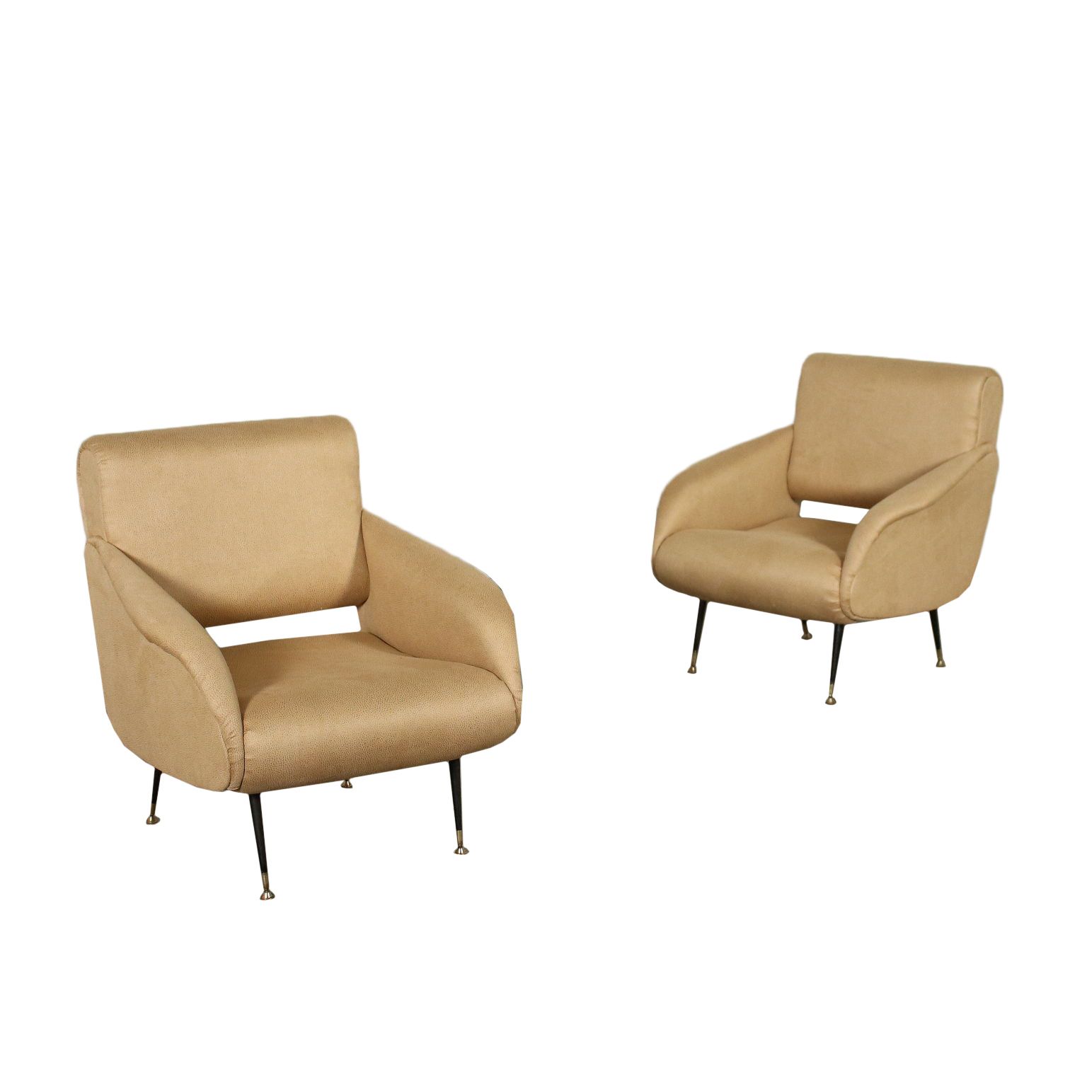 Armchairs From The 1950s 60s In Faux Leather And Foam