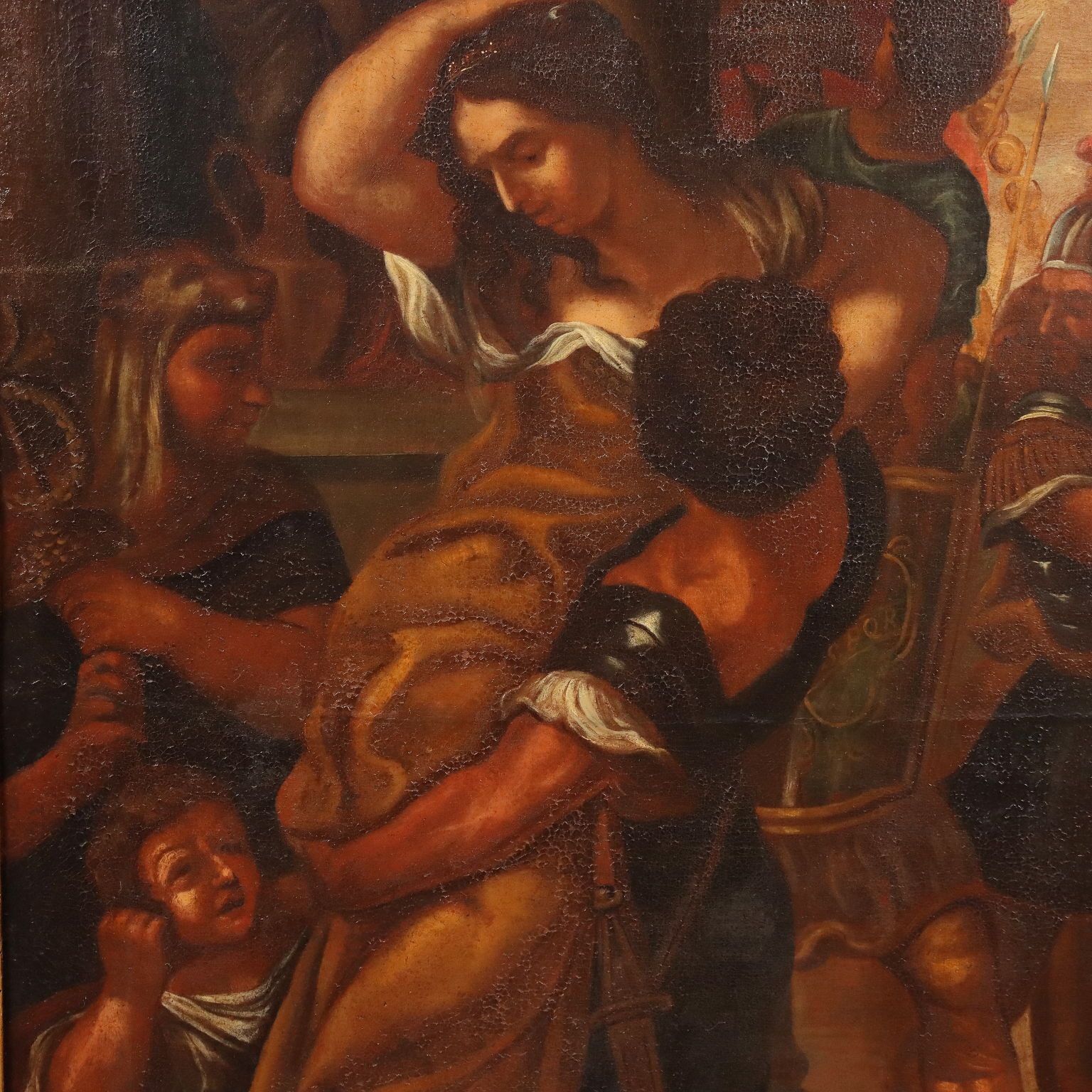 Antique Painting '600 The Rape Of The Sabine Oil On Canvas Framed photo 5910.0
