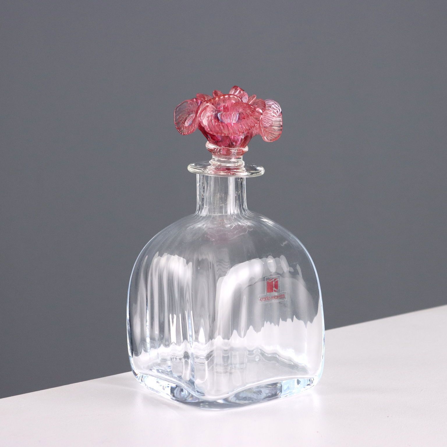 Vintage fles Carlo Moretti Murano Manufacture Italy jaren 1980