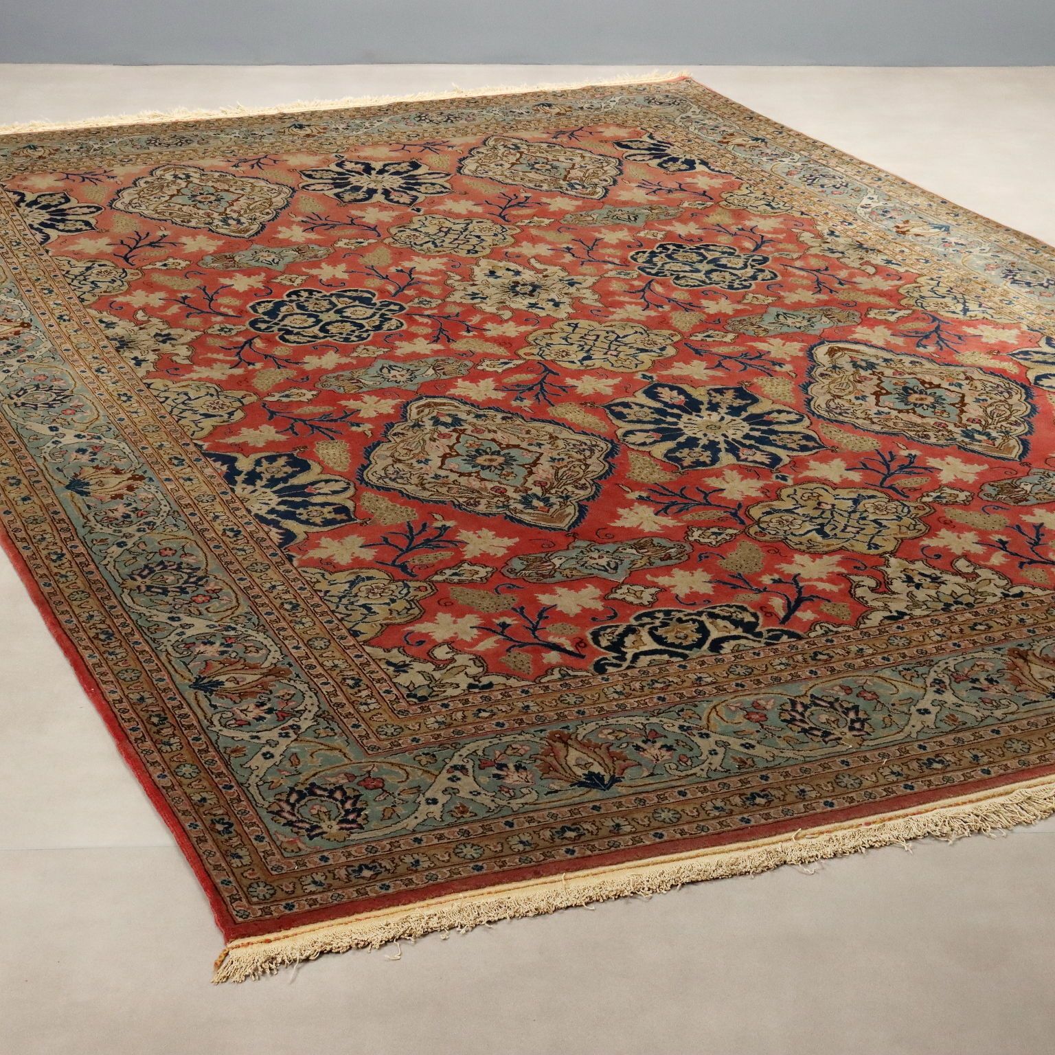 Antique Asian Carpet Cotton Wool Extra Thin Knot 139 X 94 In