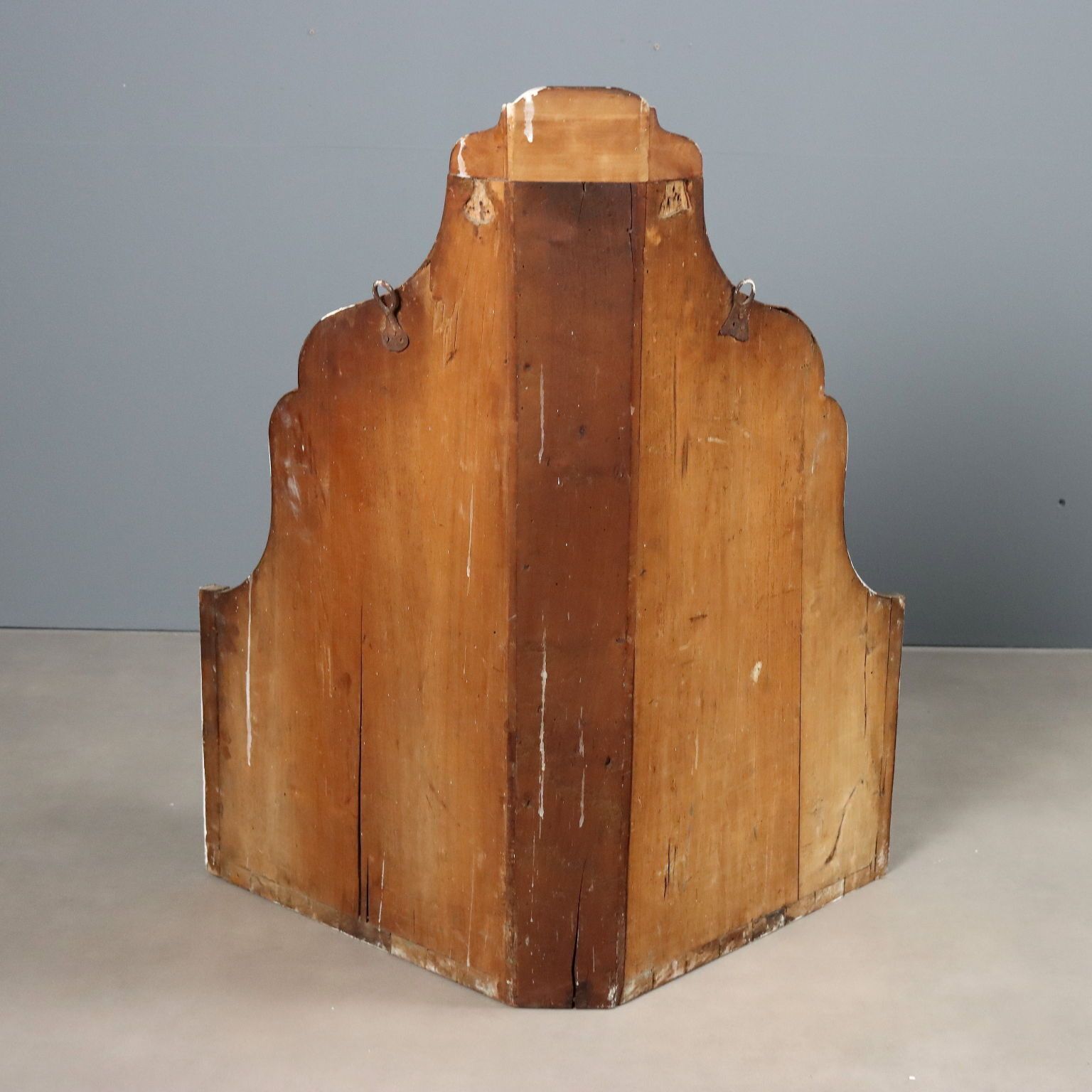 photo for sale Antique Wall Corner Cabinet Wavy Top Walnut Italy XIX Century