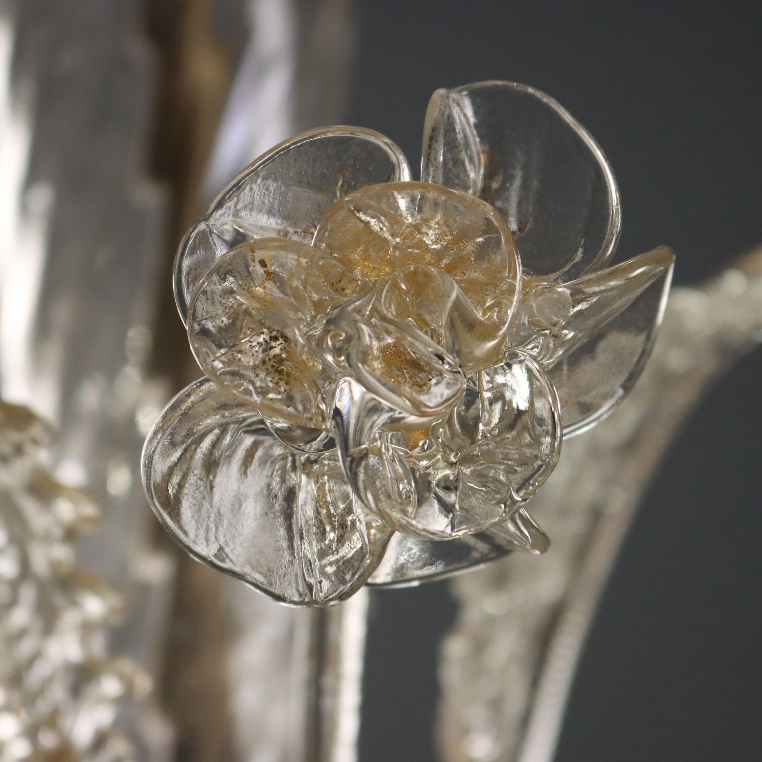 Antieke kroonluchter, geblazen glas, 12 lichten, Italië, 20e eeuw photo vinterior