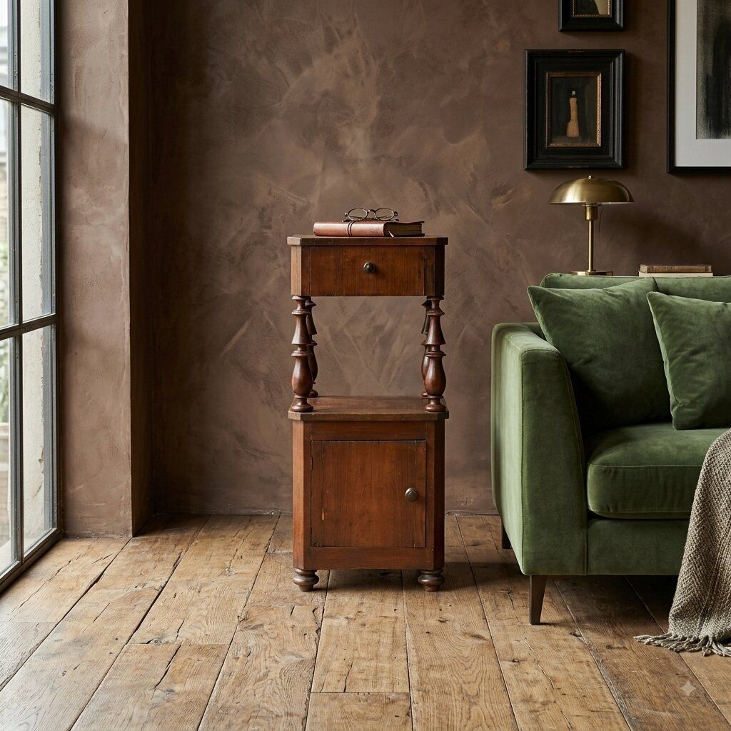 Nachtkastje Louis-Philippe Walnoot Italië 19e Eeuw photo furniture
