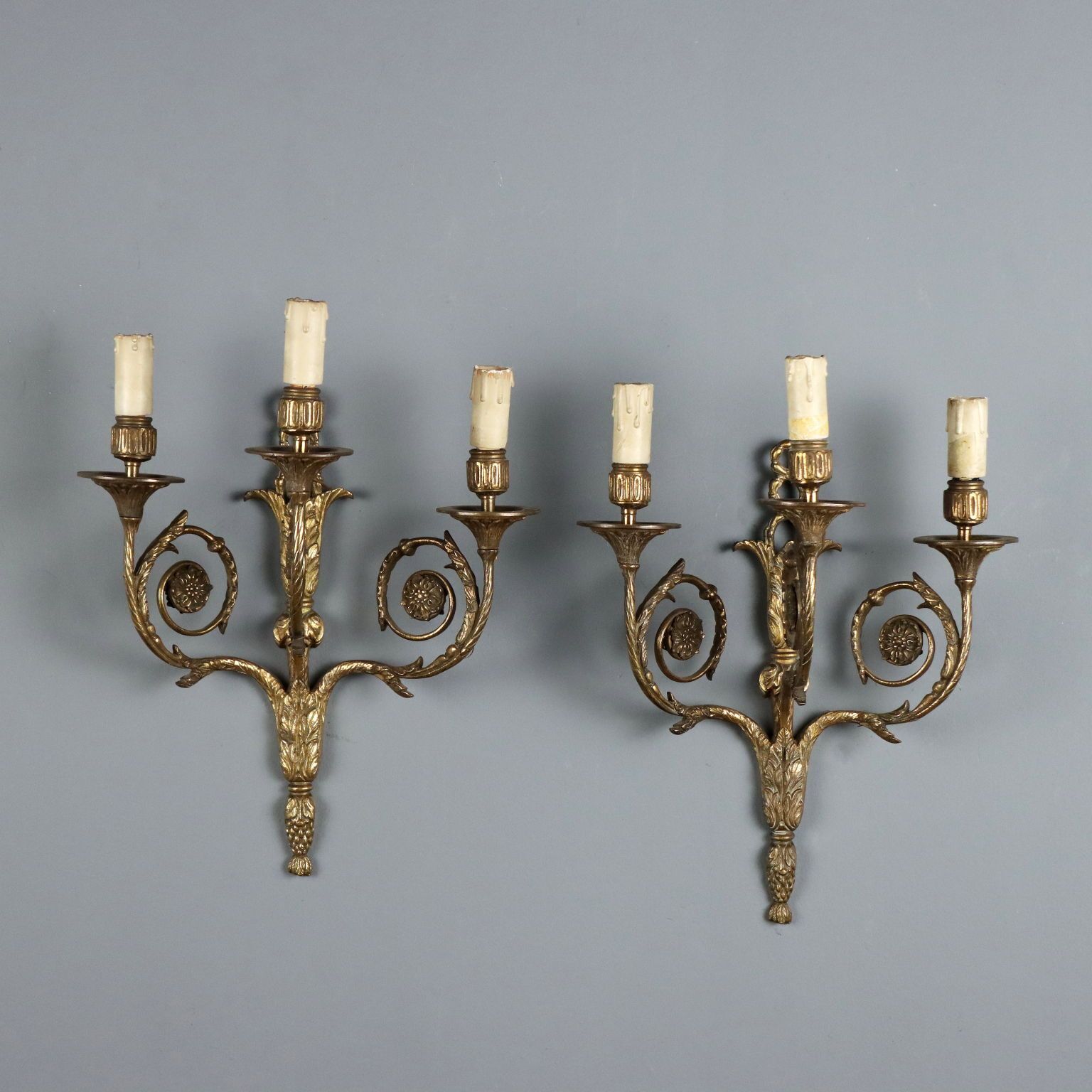 Wall Lamps Neoclassical Style Gilded Bronze XX Century