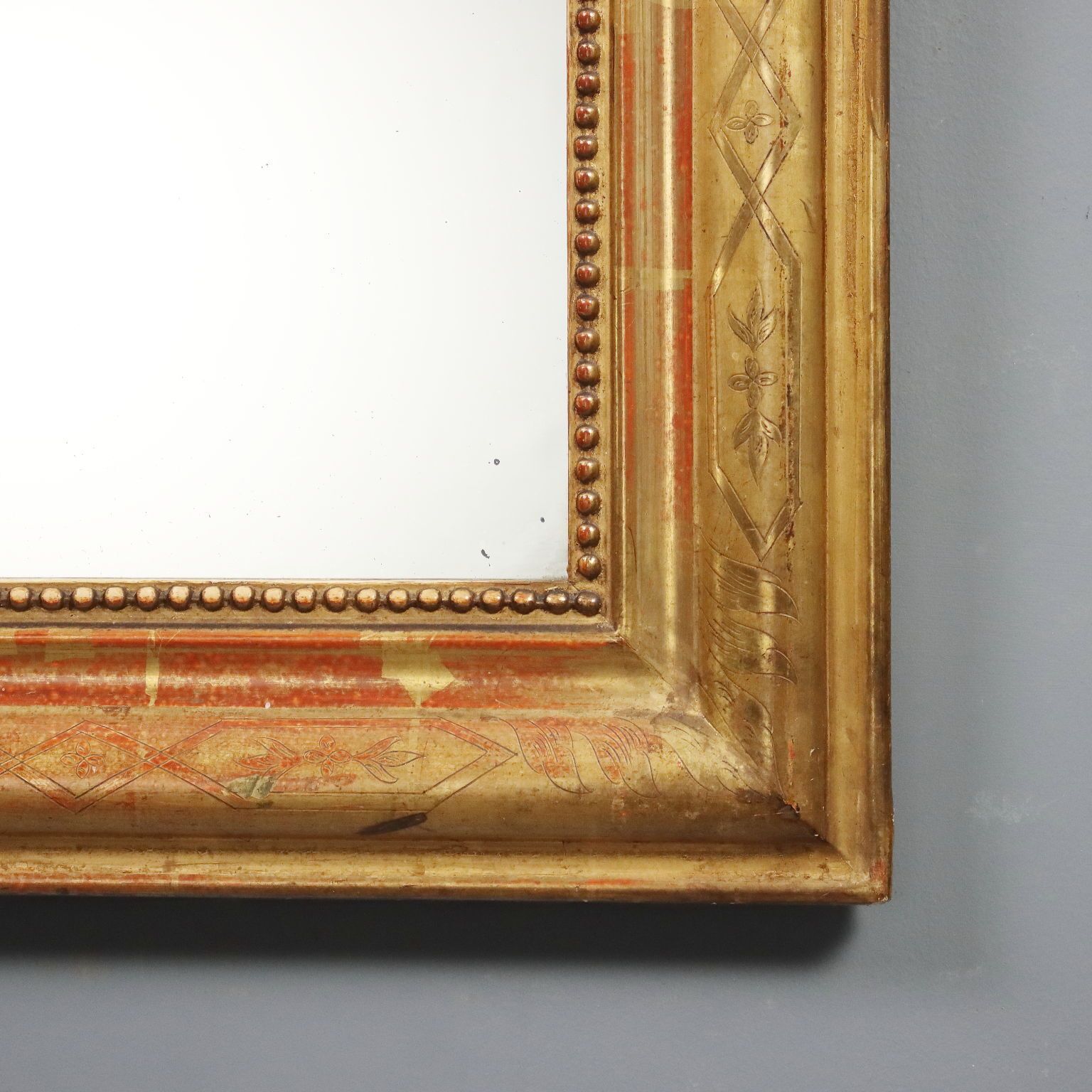 photo furniture Antieke Spiegel Gesneden Verguld Hout Italië Eind 19e Eeuw