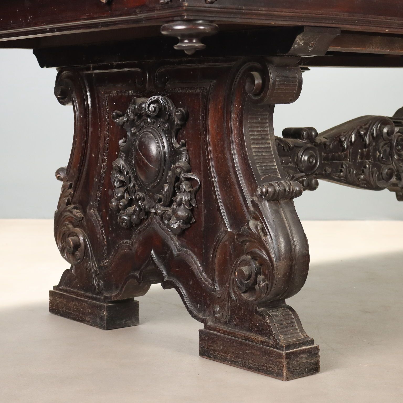Table Neo Renaissance Walnut Italy Late XIX Century photo vintage