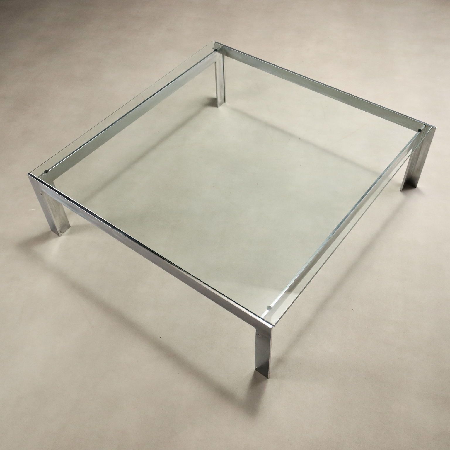 Vintage Coffee Table Metal Glass Design Italy 1970s photo for sale