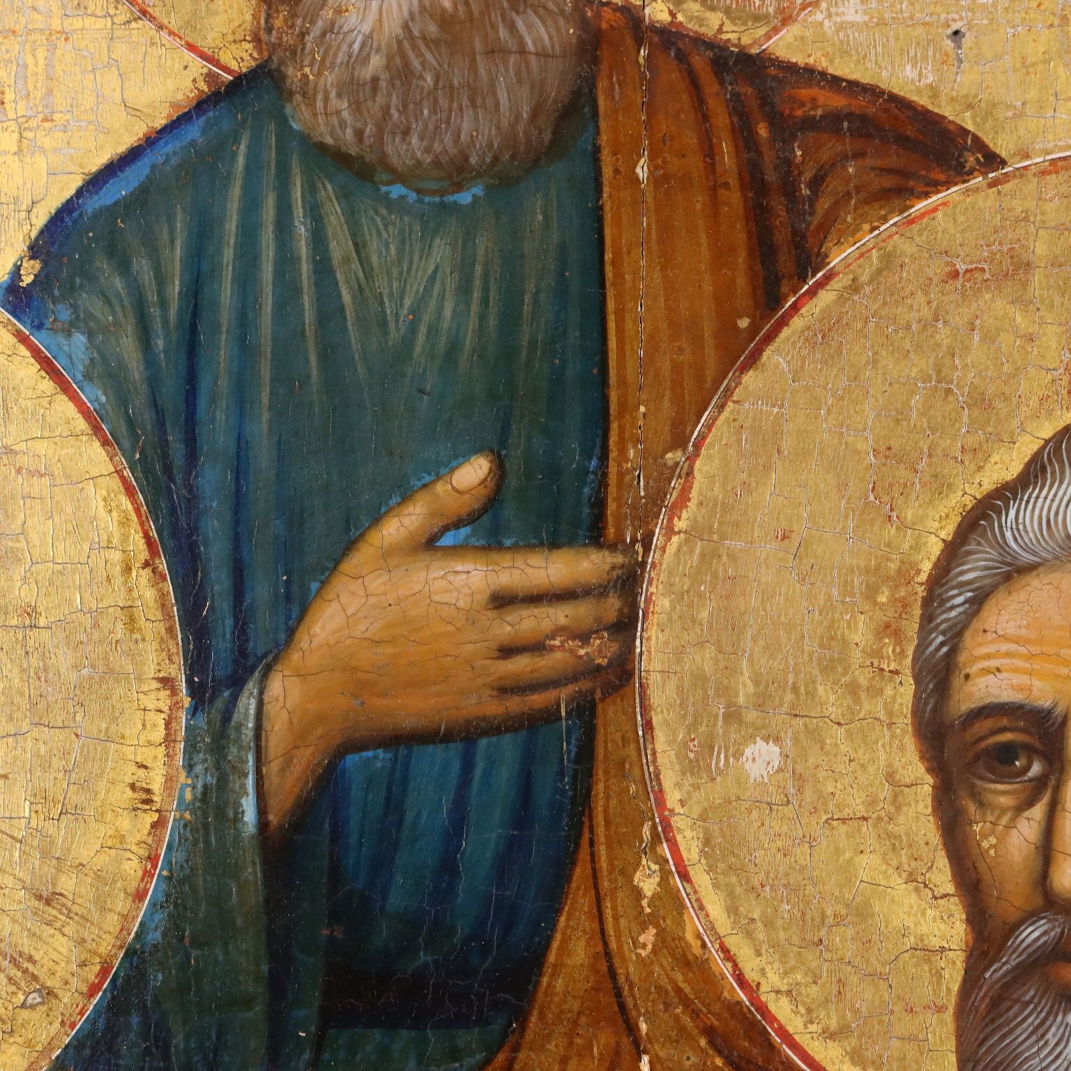 Antiek icoon met religieus onderwerp, tempera op paneel, 18e-19e eeuw photo Kunst