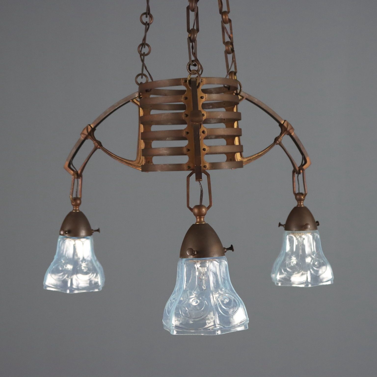 photo furniture Chandelier Art Nouveau Metal Glass Italy XX Century