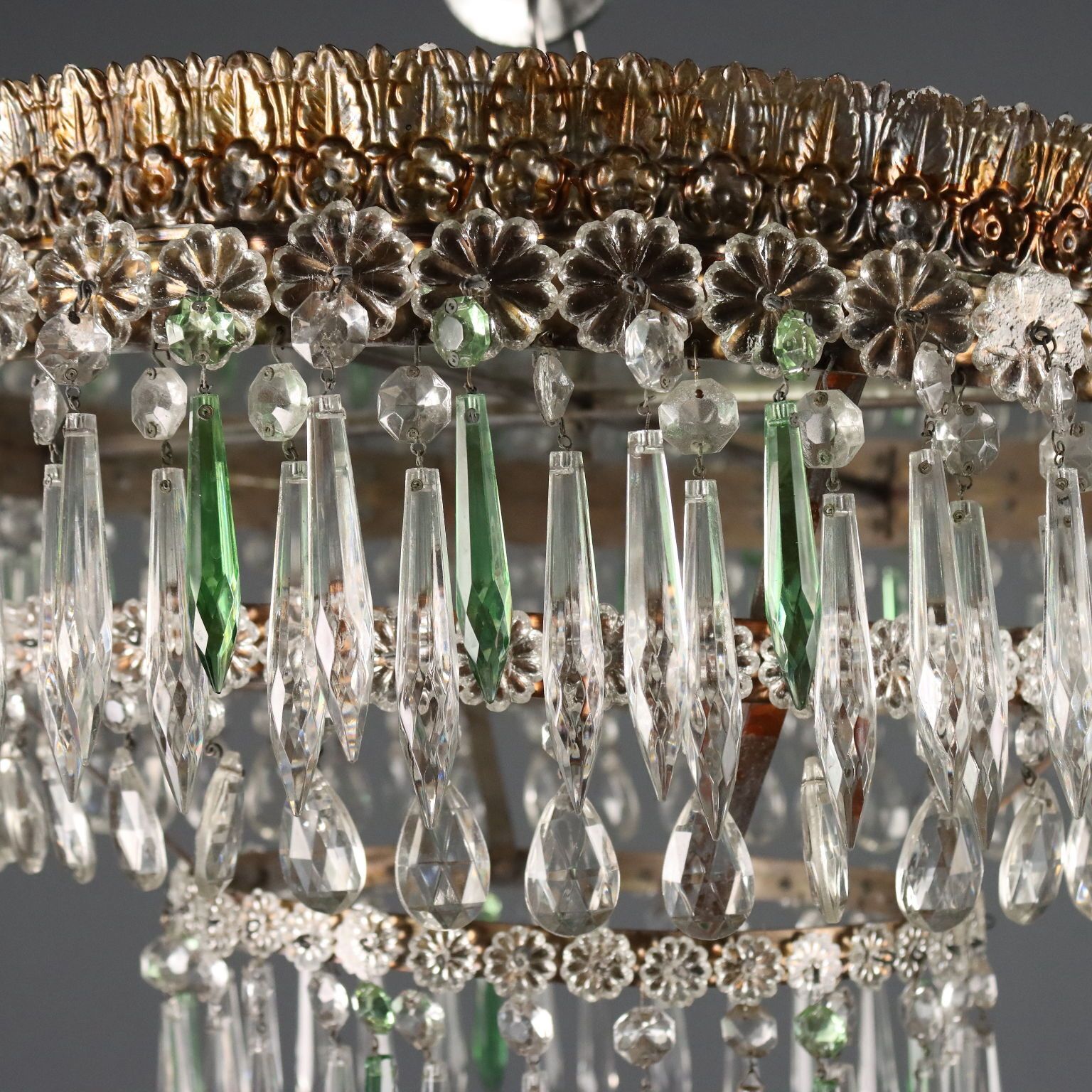Chandelier Empire Style Iron Glass Italy XX Century photo 510.0
