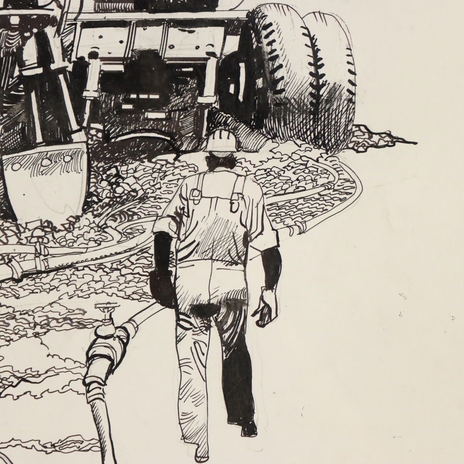 Hedendaagse tekening, gesigneerd Sergio Toppi, gemengde techniek, '900 photo vinterior
