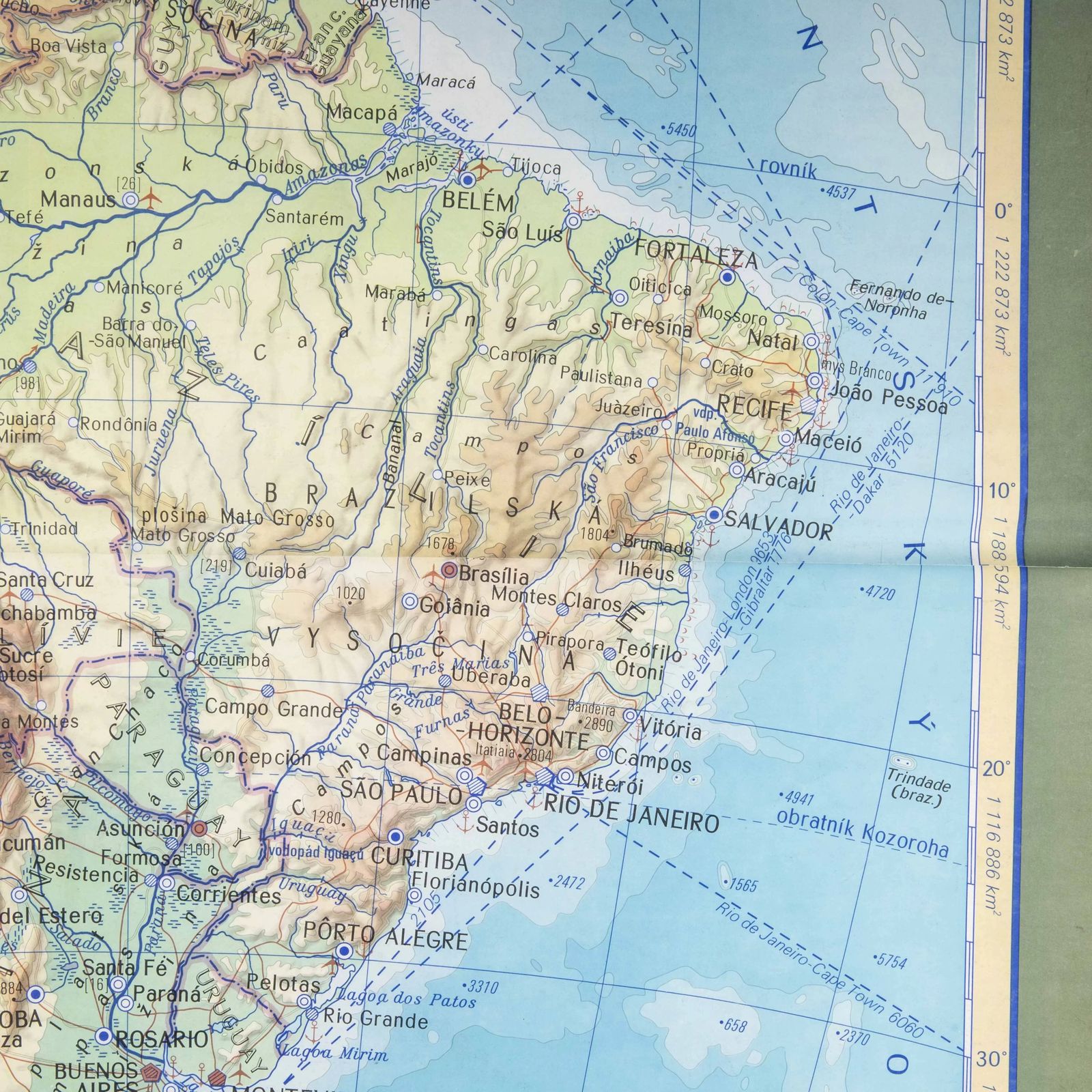 Late 20th Century Educational Geographic Map  South African Topography photo furniture