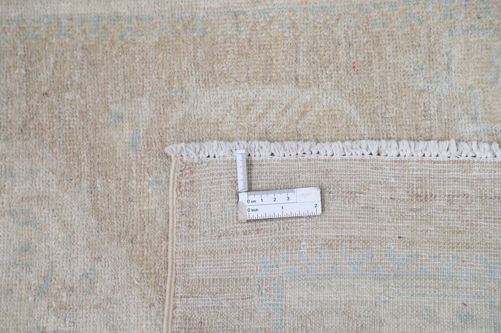 2,8 x 7,7 ft handgeknoopt gangpad tapijt. Keukenlopertje. Beige corridorkleed photo 1045.0