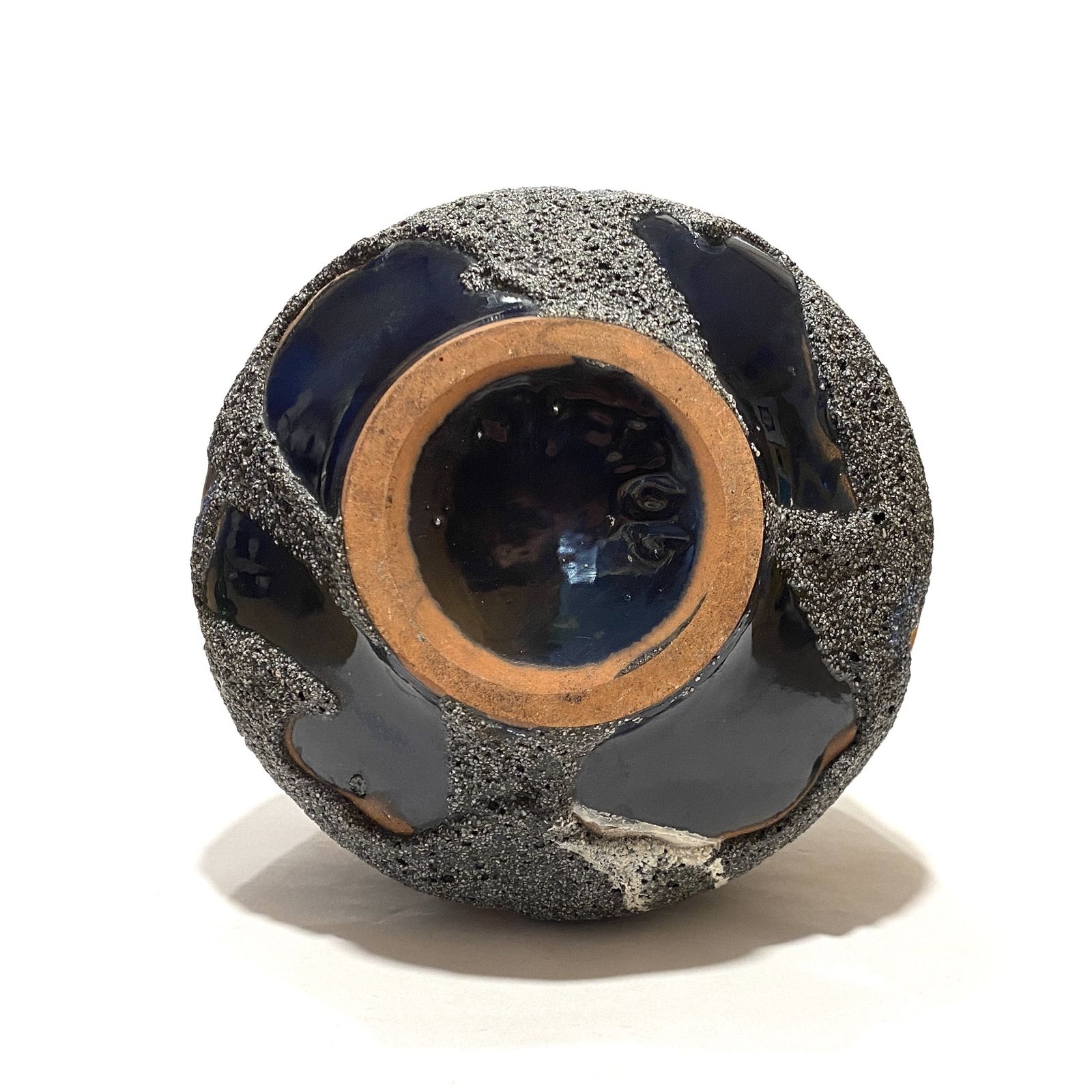 Carstens Tonnieshof Asteroid Vaas in Blauw & Oranje Fat Lava Glazuur, jaren 1970 West-Duits Aardewerk photo for sale