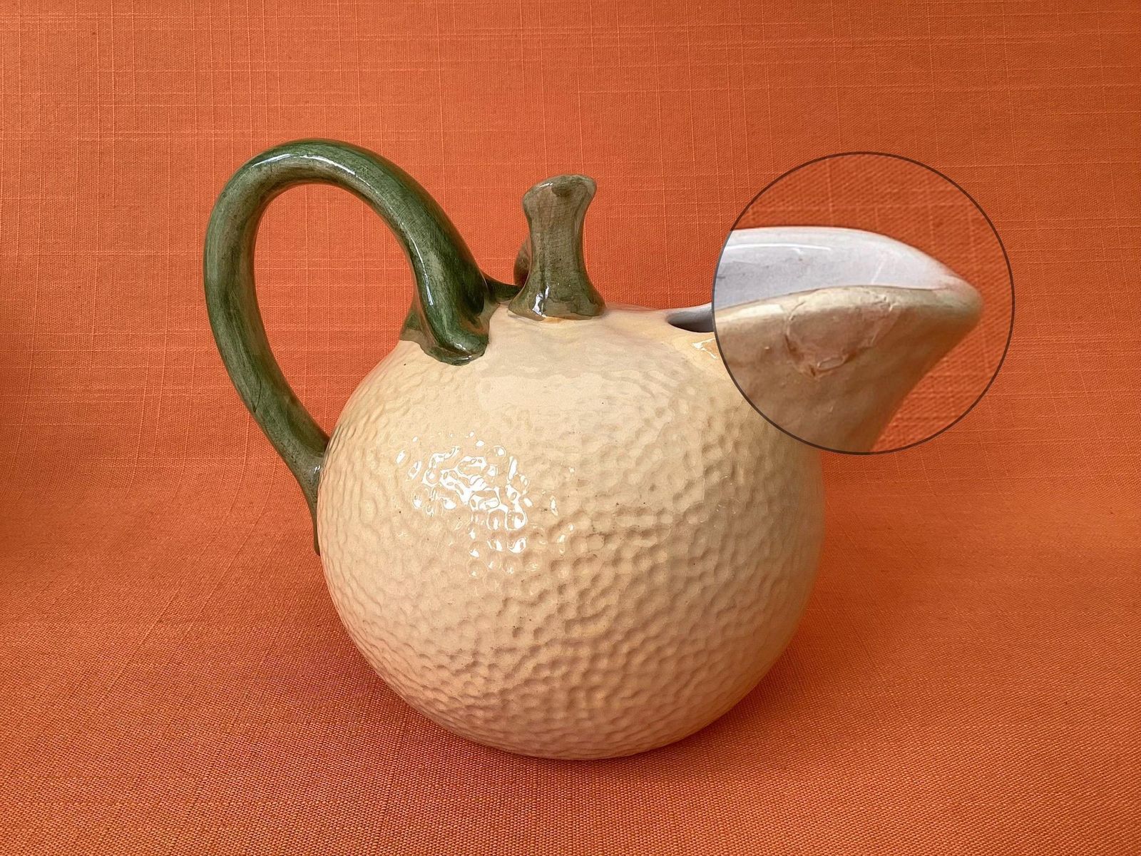 Vintage limonadeset, grote kan en 6 bijpassende bekers, citroenmotief keramiek photo vintage