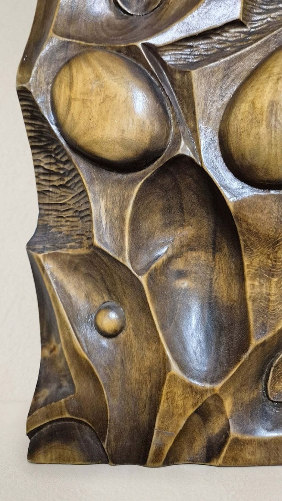 Wall Panel Carved Wood Relief Wall Art, Mid 20th Century, 55 × 20 × 5 Cm photo Art