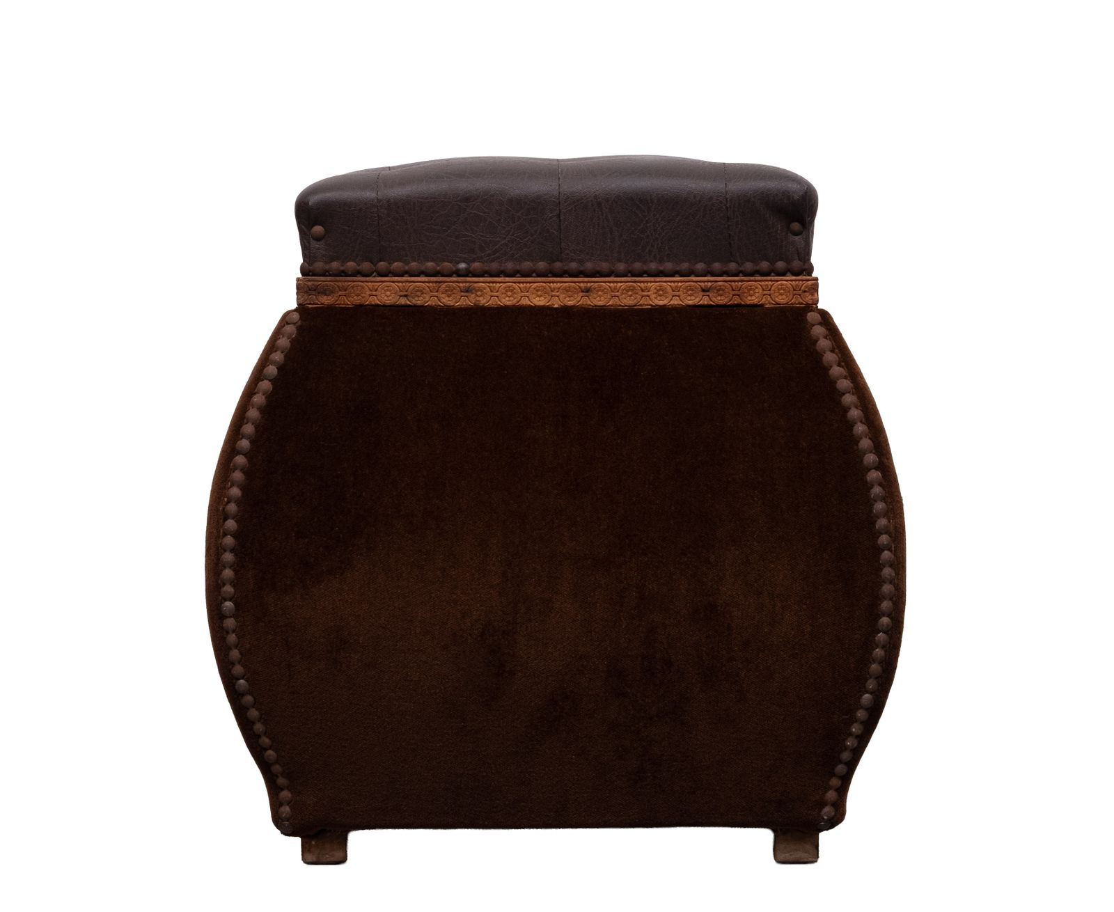 Opvallende Ronde Velours Poef Met Opbergruimte, jaren 1960, Frankrijk photo furniture