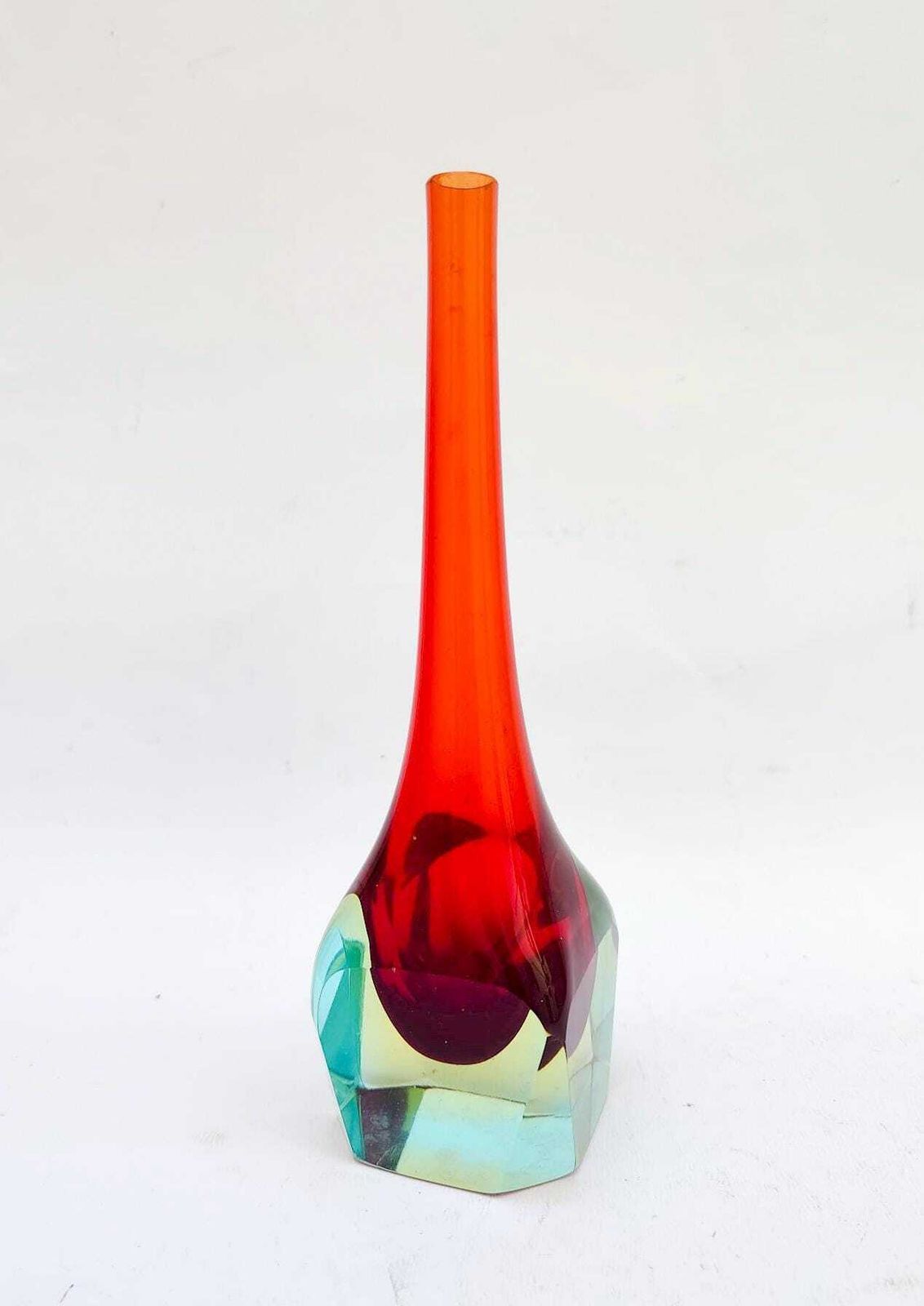 Faceted Drop Vase In Murano Glass, Vintage Design, 1970s, Mandruzzato Poly Glass photo furniture