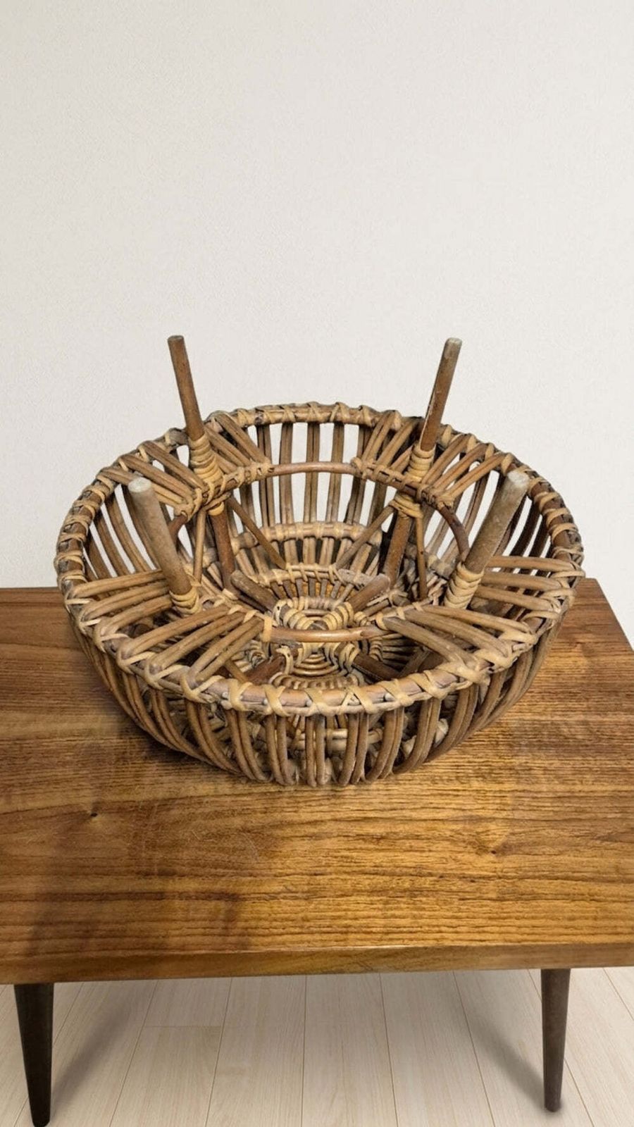 Ottoman Mid Century Woven Rattan Stool By Franco Albini, 1950s, Italy, 50 × 50 × 30 Cm photo buy