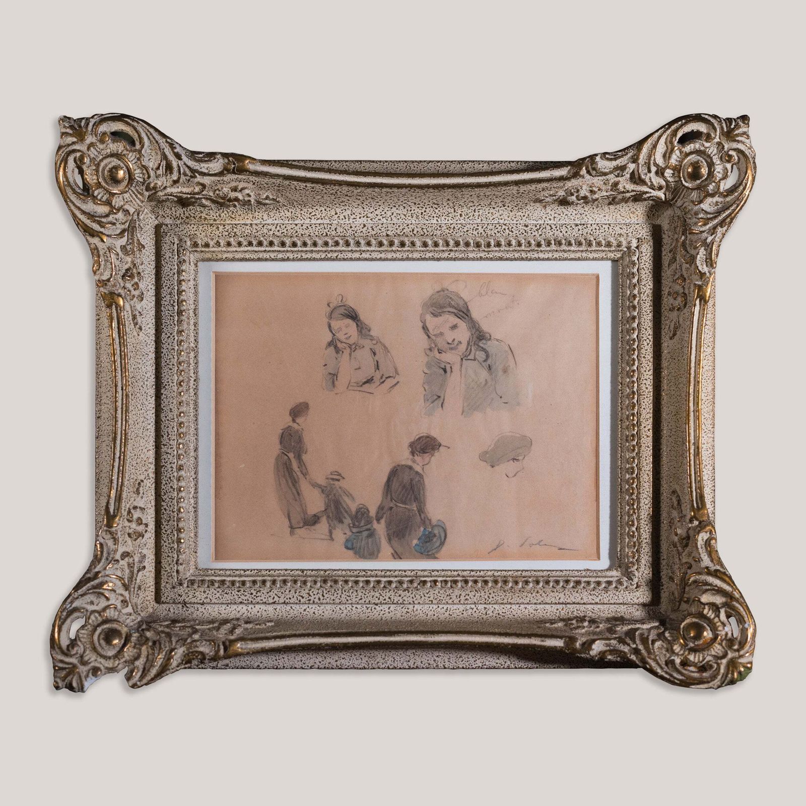 Framed Signed Pencil Figure Studies photo furniture