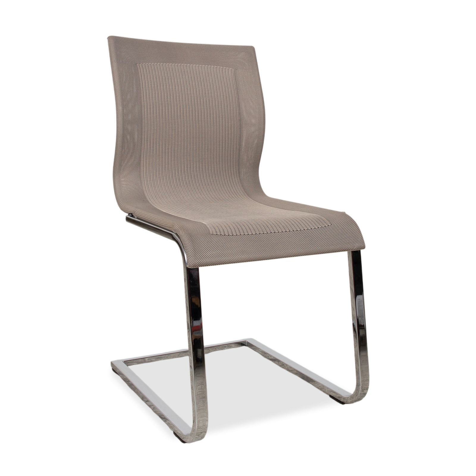 Ensemble de 4 chaises Team 7 Magnum Stricktex en tissu, chrome, gris et beige photo for sale