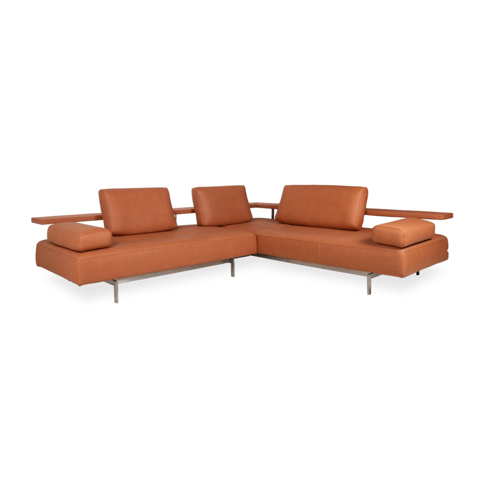 Rolf Benz Dono 6100 Leather Corner Sofa Orange Terracotta photo for sale