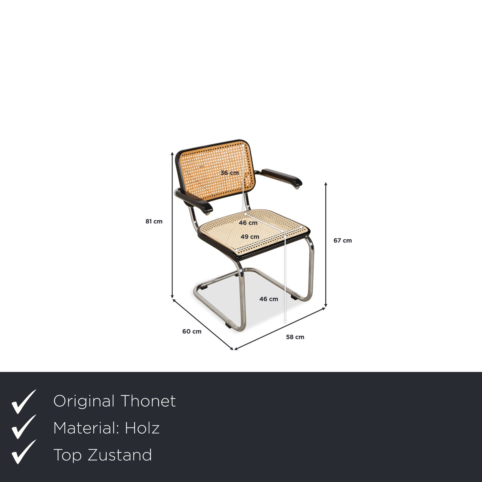 Thonet S 64 Metal Chair Black Cantilever photo furniture