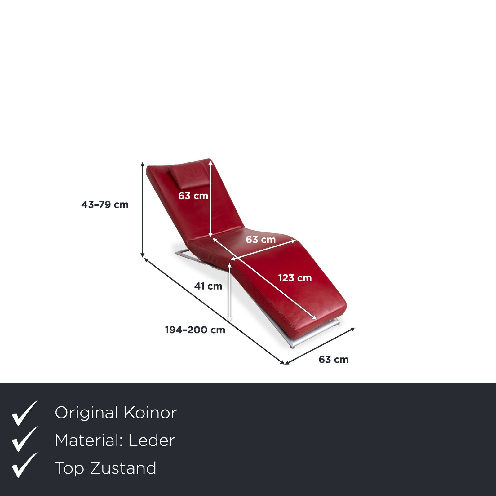 Koinor Jeremiah Leather Lounger Red Manual Function photo furniture