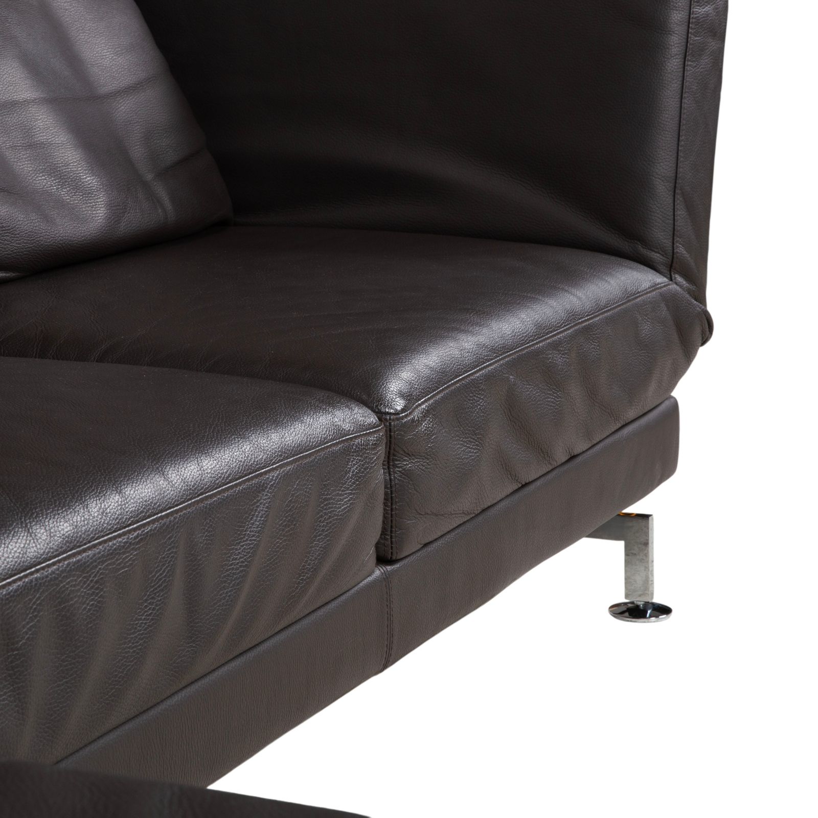 Furniture Brühl Moule Leather Corner Sofa, Black, Manual Function photo