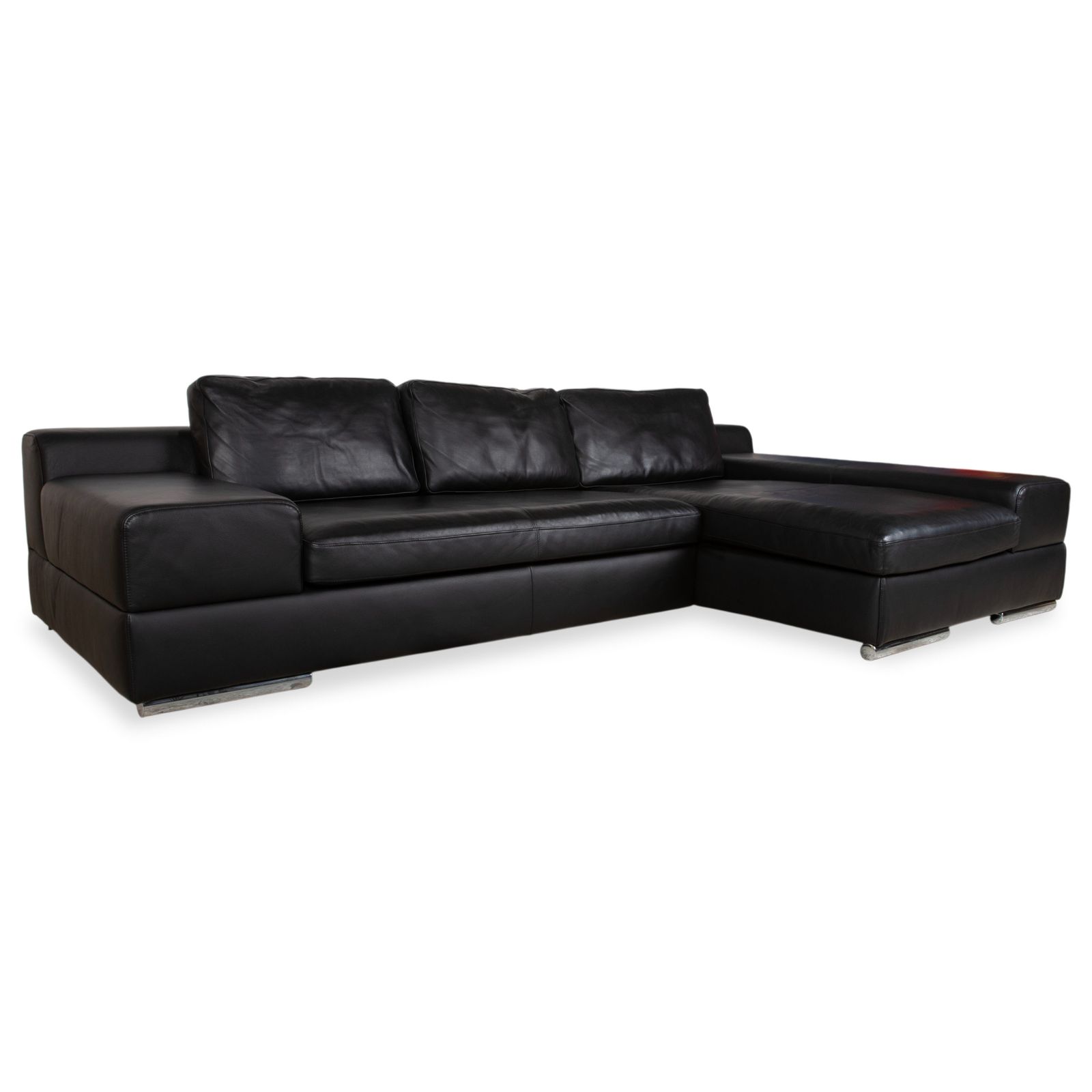 Ewald Schillig Leather Corner Sofa Black