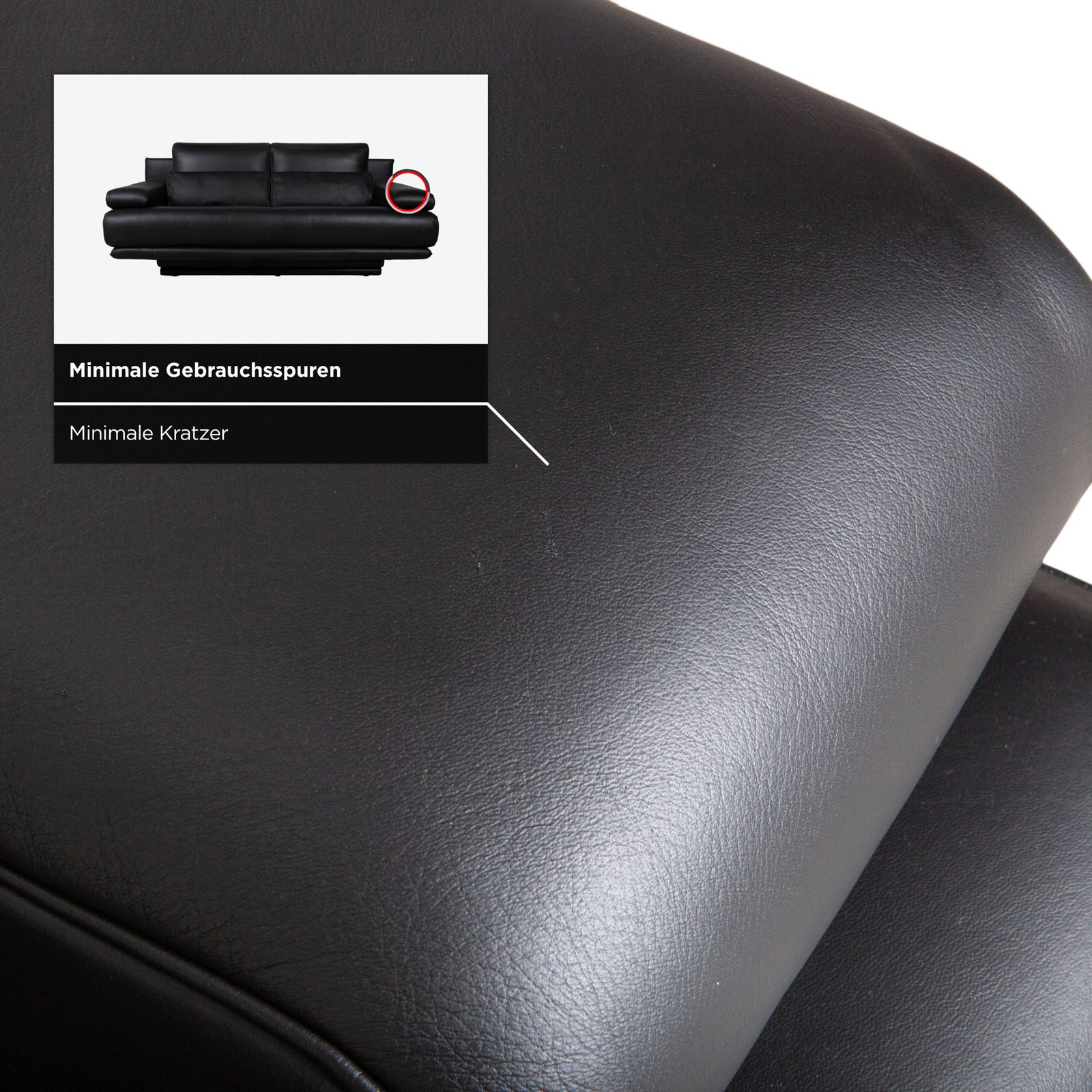photo furniture Rolf Benz 6500 Two Seater Leather Sofa Black Manual Function