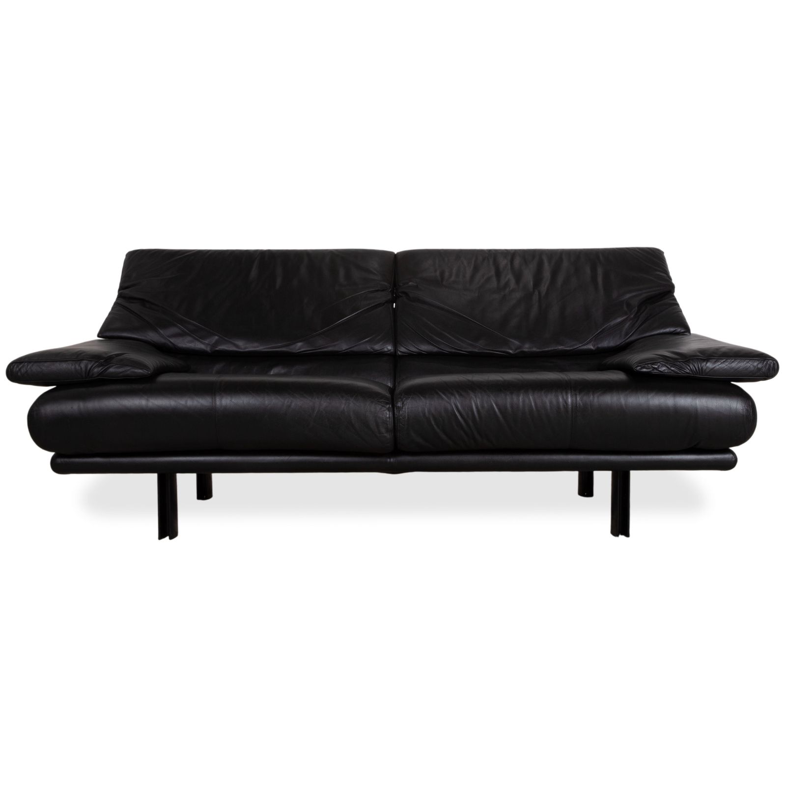 B&B Italia Alanda Leather Three Seater Black Sofa