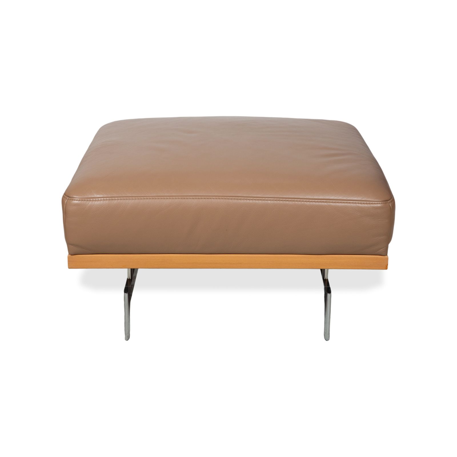 Tabouret Joop 24/7 en cuir et bois, pieds en chrome, caramel photo buy