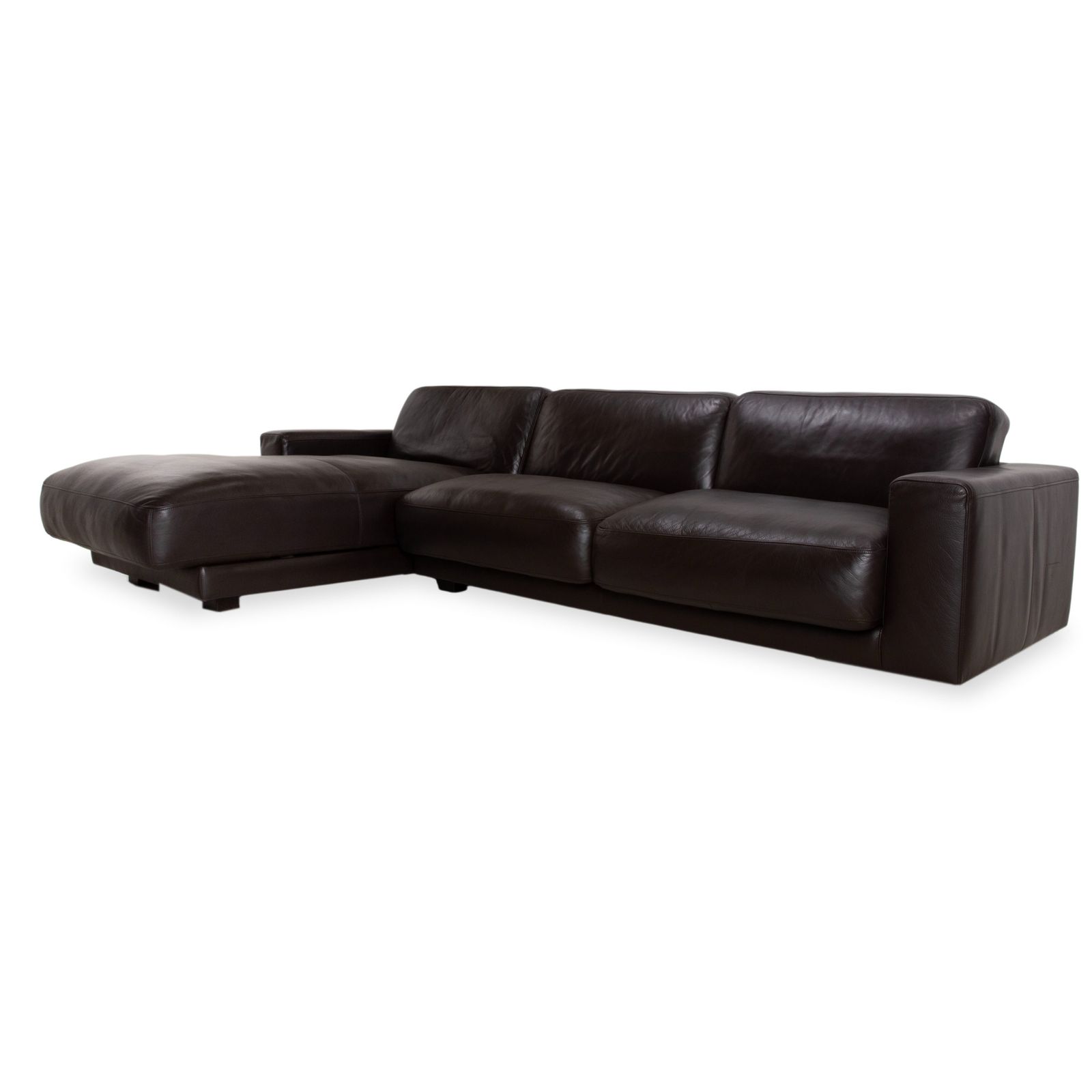 Machalke Nogoya Leather Corner Sofa Brown Espresso Manual Function