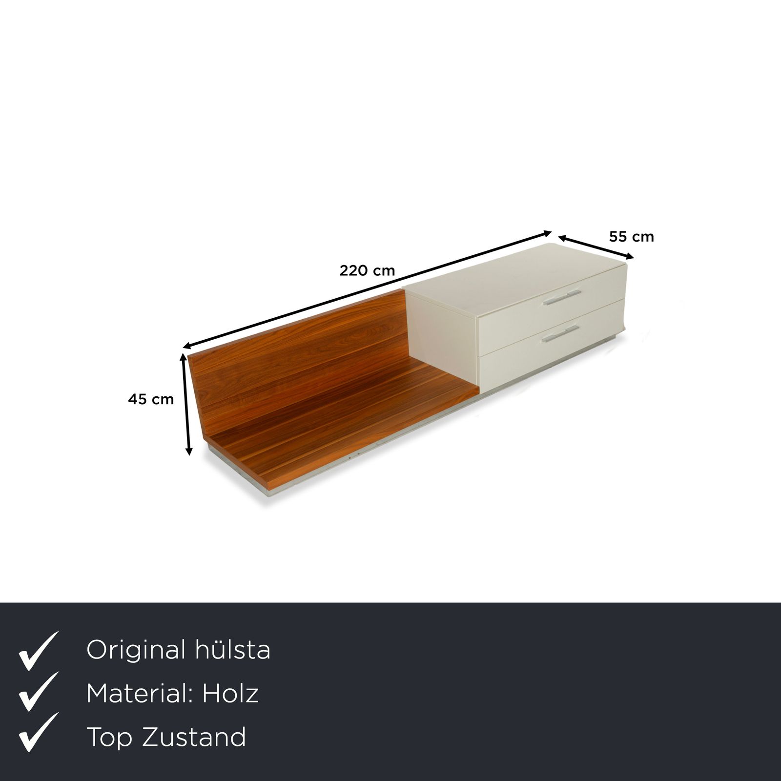 Buffet Hülsta Lilac en bois, crème et brun, lowboard photo furniture