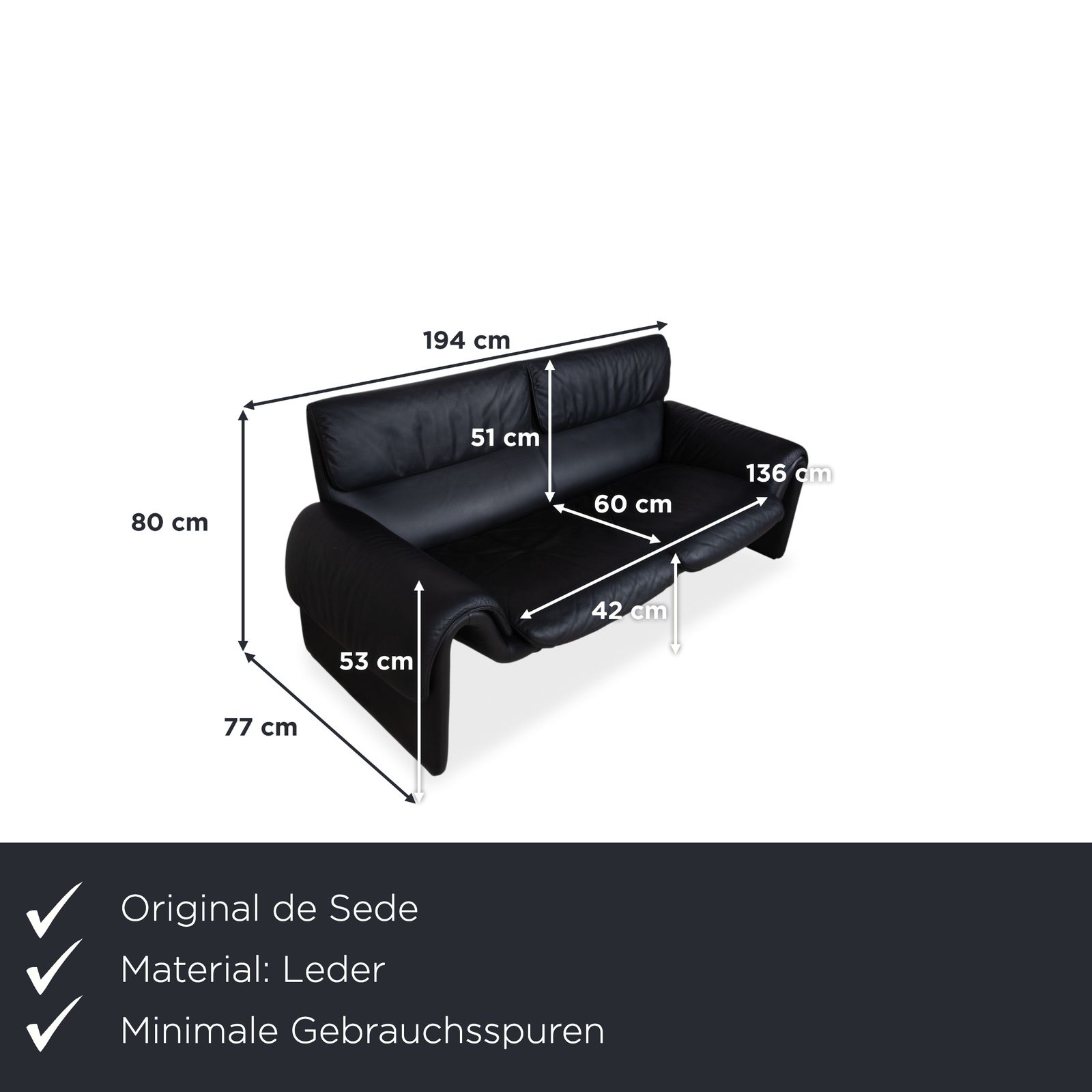 Canapé 2 places De Sede DS-2011 en cuir noir photo furniture
