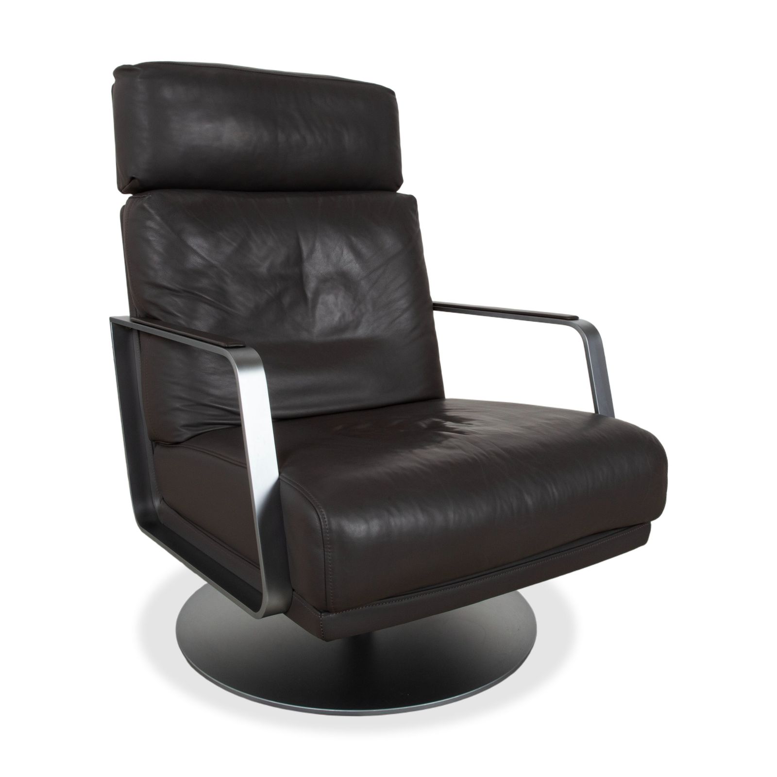 Ensemble de fauteuils Rolf Benz en cuir et métal, noir anthracite brun foncé photo Mobilier
