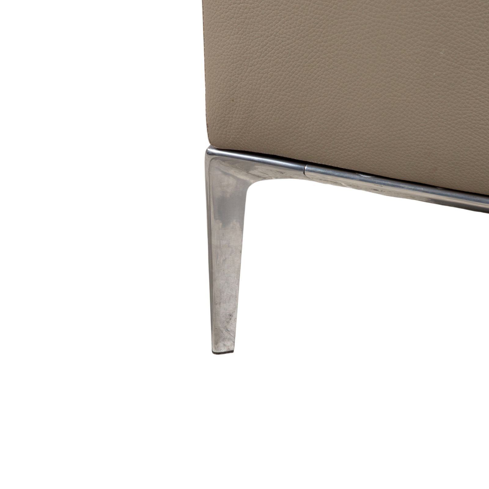 Walter Knoll Jaan Leather Chrome Two Seater Cream Beige Sofa photo 5477.0