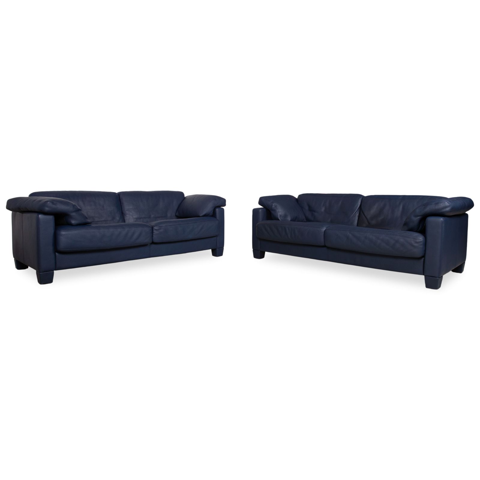 De Sede DS-17, canapé 3 places en cuir bleu marine, lot de 2