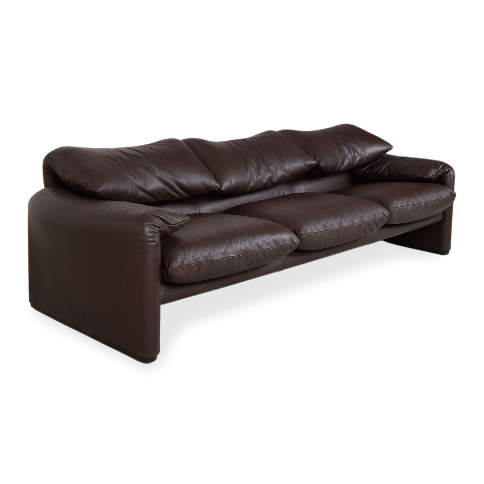 Ensemble de canapés Cassina Maralunga 3 places en cuir brun espresso, fonction manuelle photo for sale