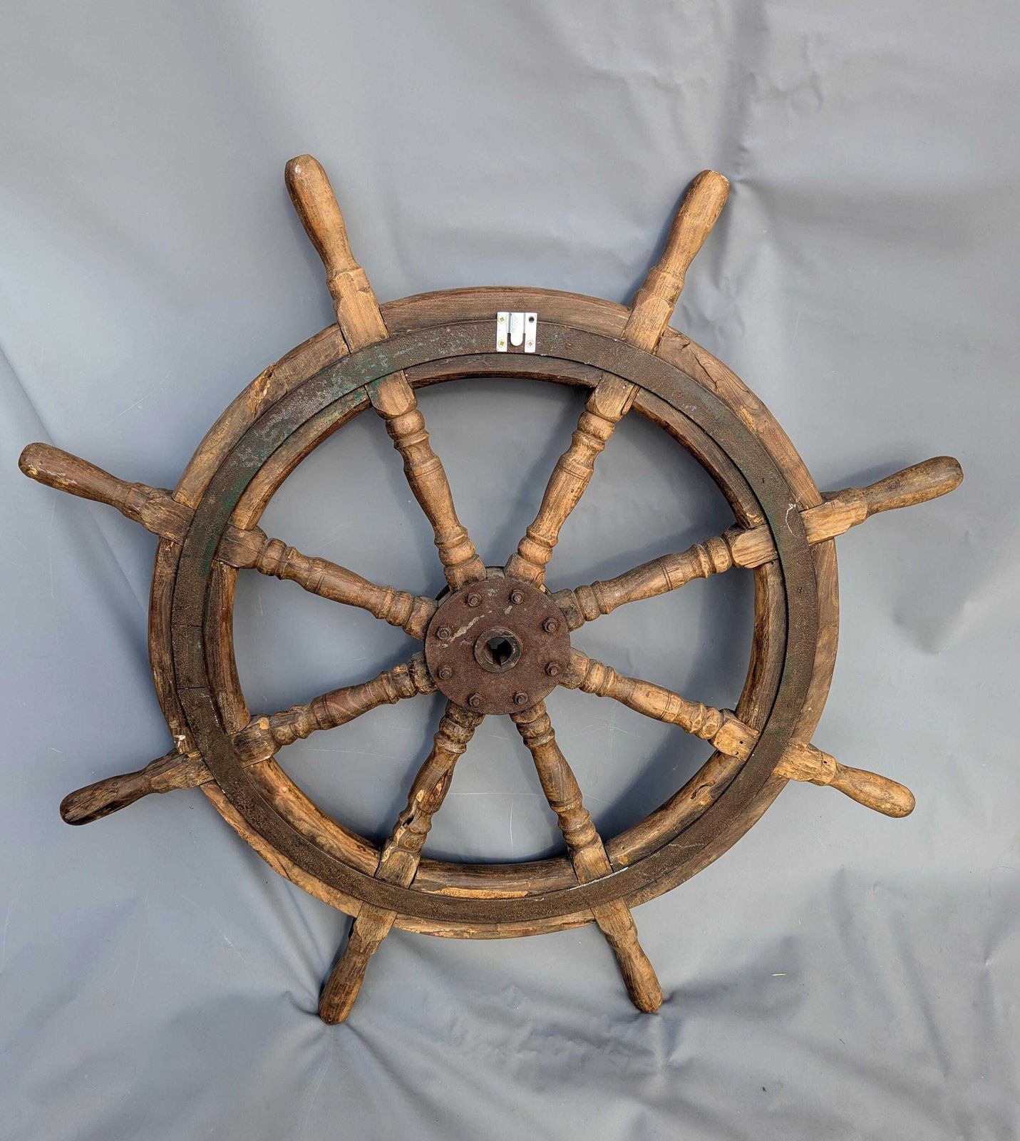 Art Antique Wooden Ships Wheel, Hand Turned, Nautical Maritime Wall Decor photo
