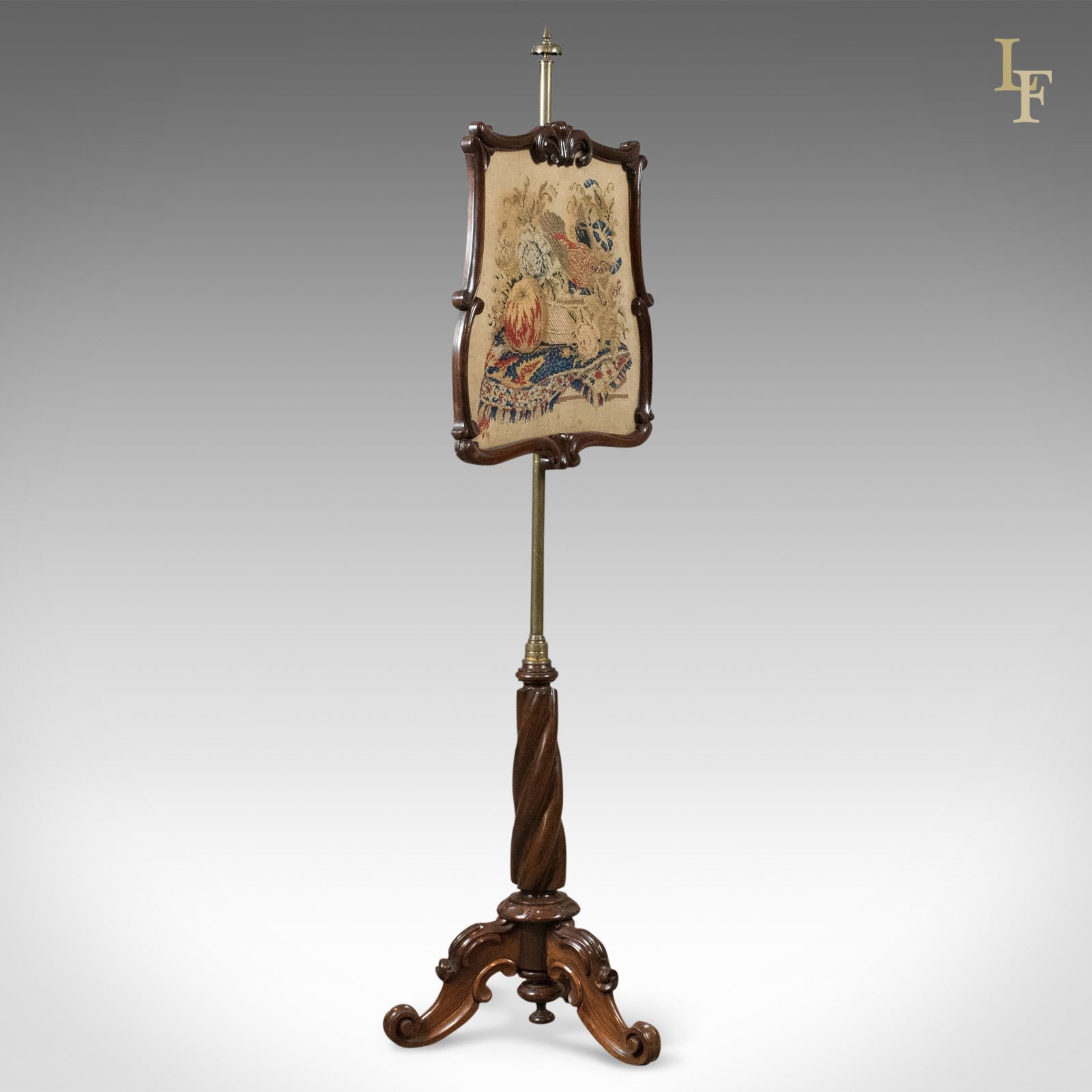 Antique Pole Screen, Early Victorian Rosewood Fire Screen photo furniture