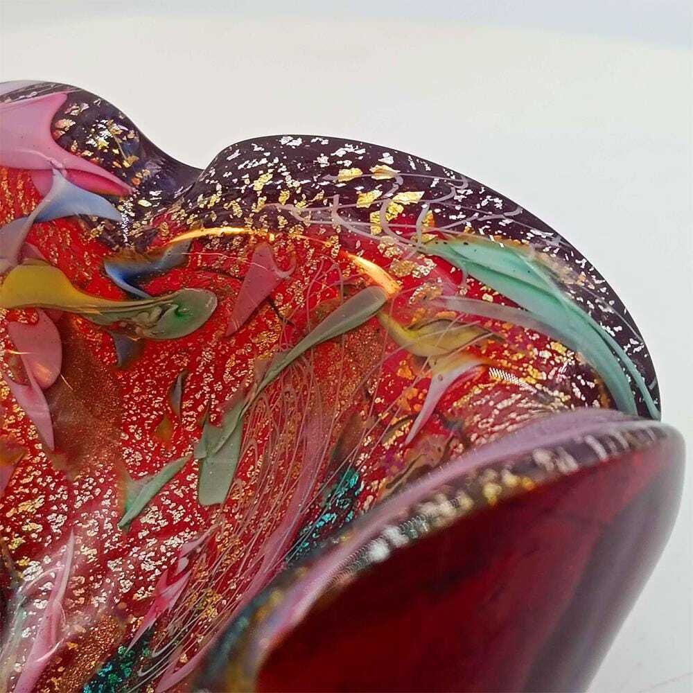 photo furniture Cendrier en verre de Murano Tutti Frutti, années 1950, par Dino Martens. Fabriqué en Italie. 13 cm / 5,11 pouces